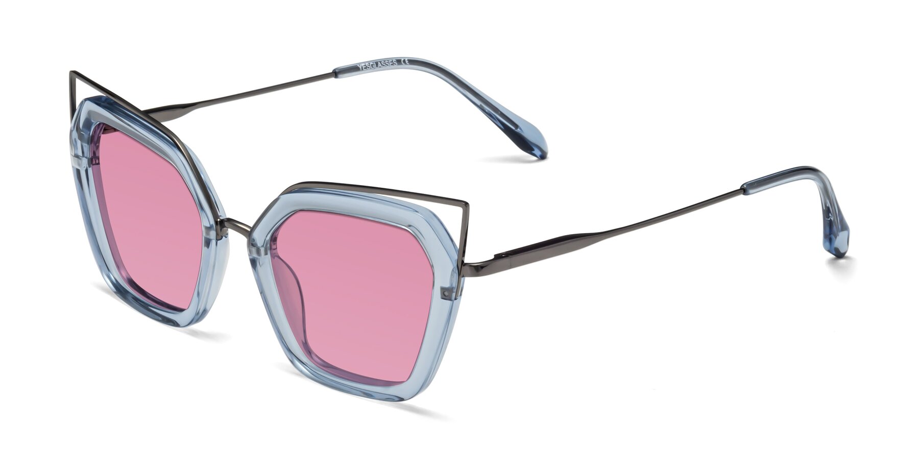 Angle of Delmonte in Light Blue with Medium Wine Tinted Lenses