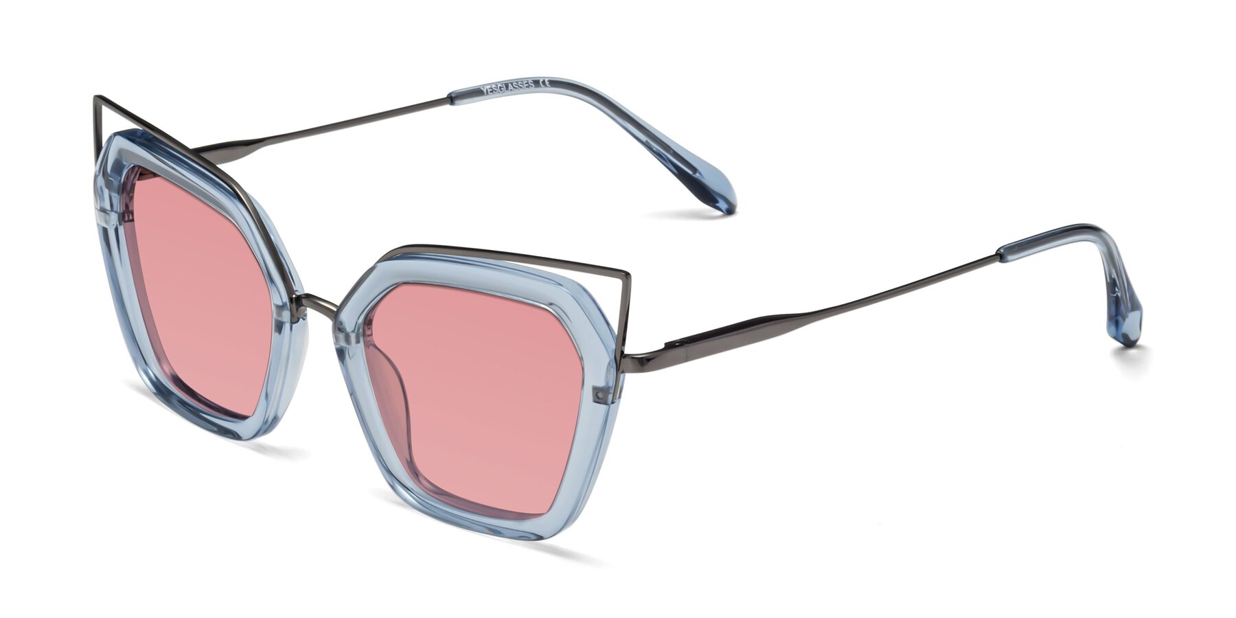 Angle of Delmonte in Light Blue with Medium Garnet Tinted Lenses