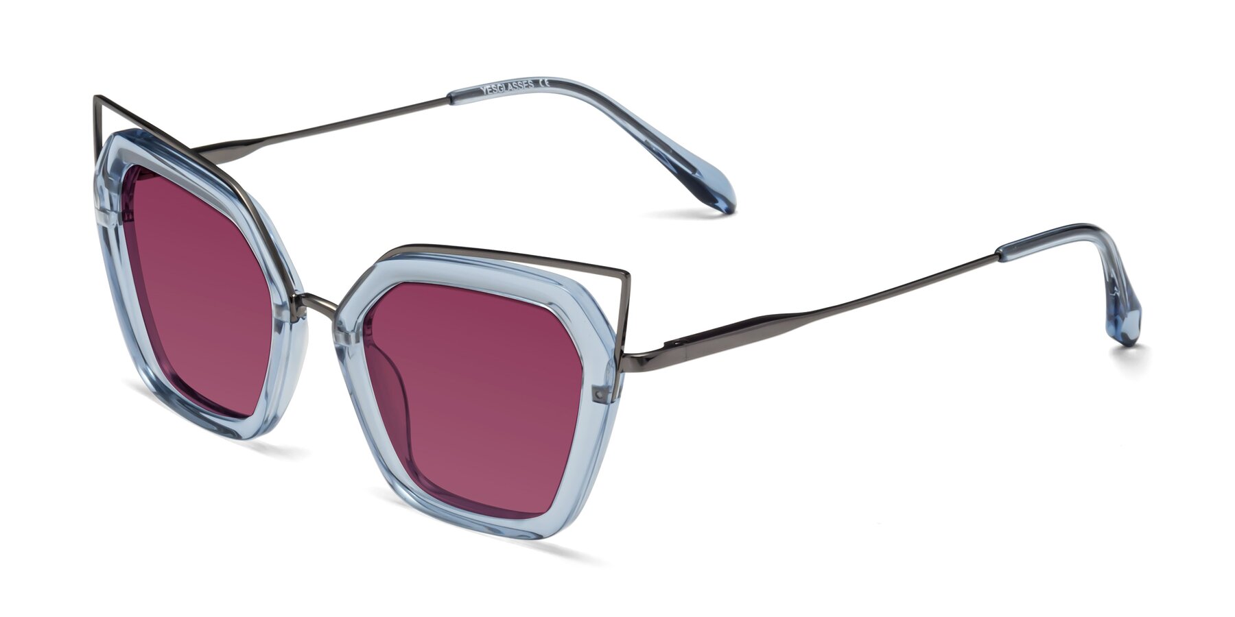 Angle of Delmonte in Light Blue with Wine Tinted Lenses