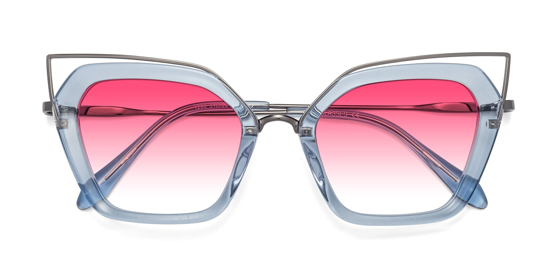 Folded Front of Delmonte in Light Blue with Pink Gradient Lenses