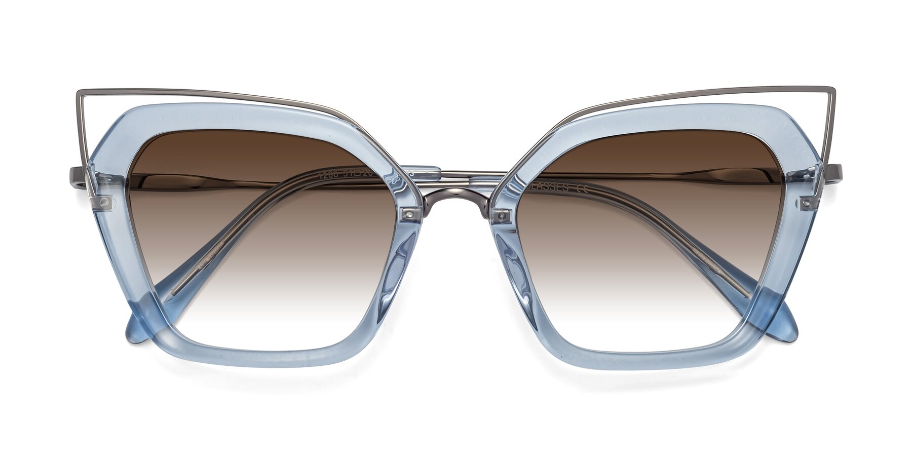 Folded Front of Delmonte in Light Blue with Brown Gradient Lenses