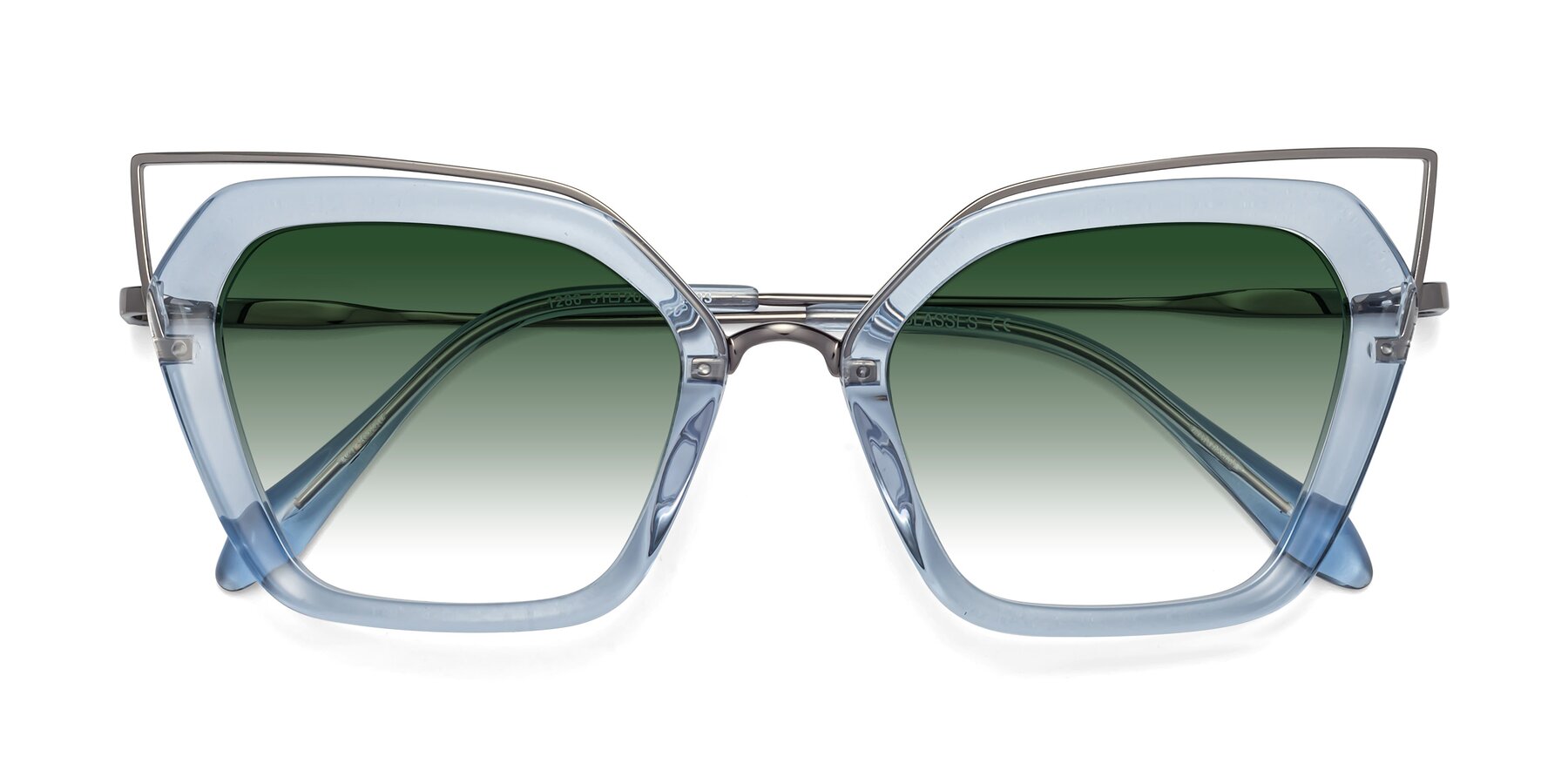 Folded Front of Delmonte in Light Blue with Green Gradient Lenses