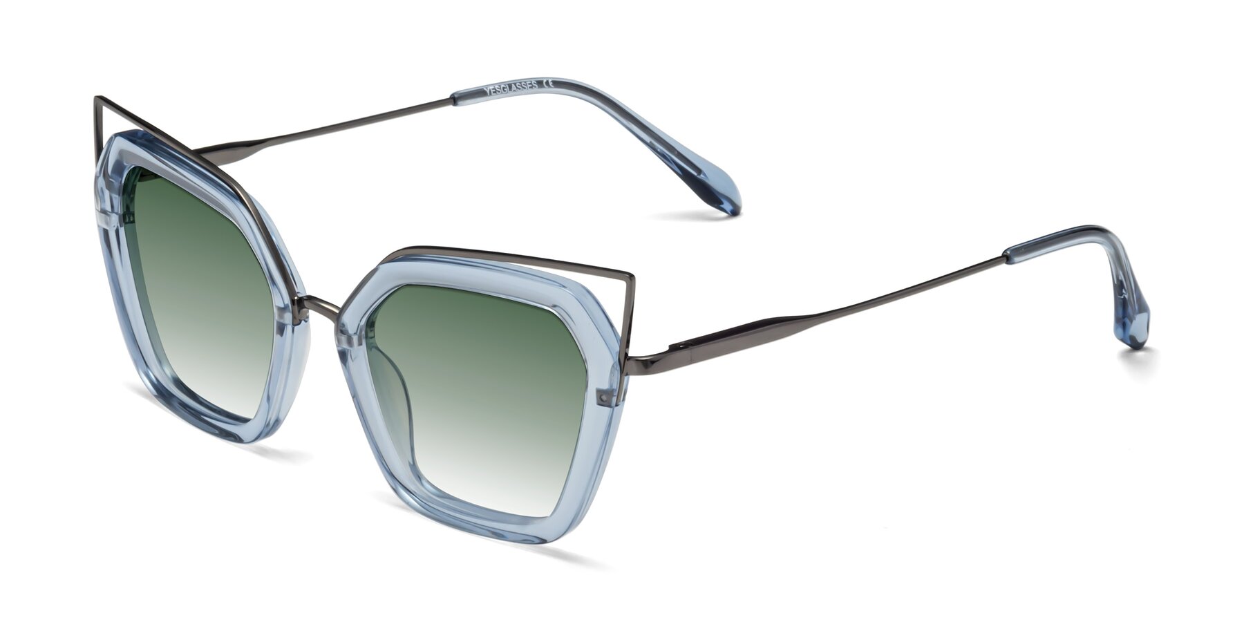 Angle of Delmonte in Light Blue with Green Gradient Lenses