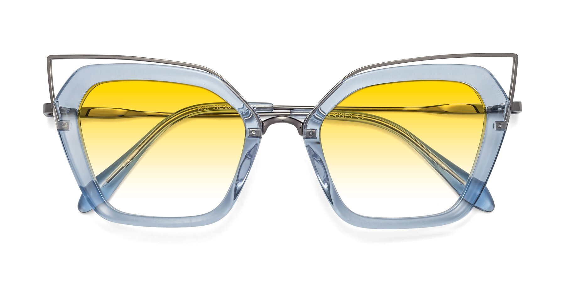 Folded Front of Delmonte in Light Blue with Yellow Gradient Lenses