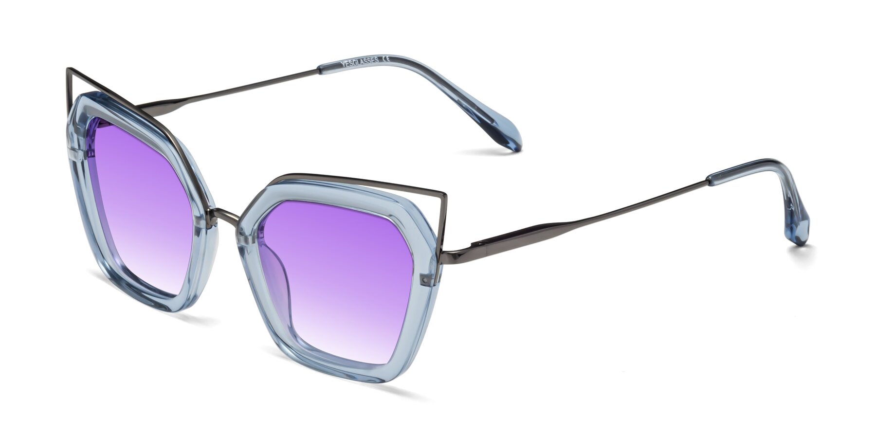 Angle of Delmonte in Light Blue with Purple Gradient Lenses