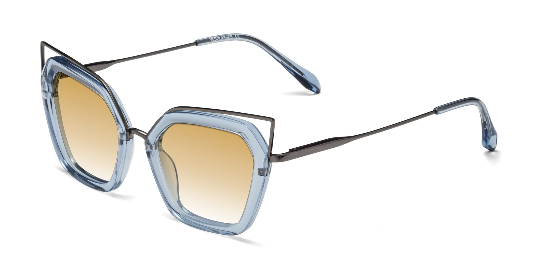 Angle of Delmonte in Light Blue with Champagne Gradient Lenses