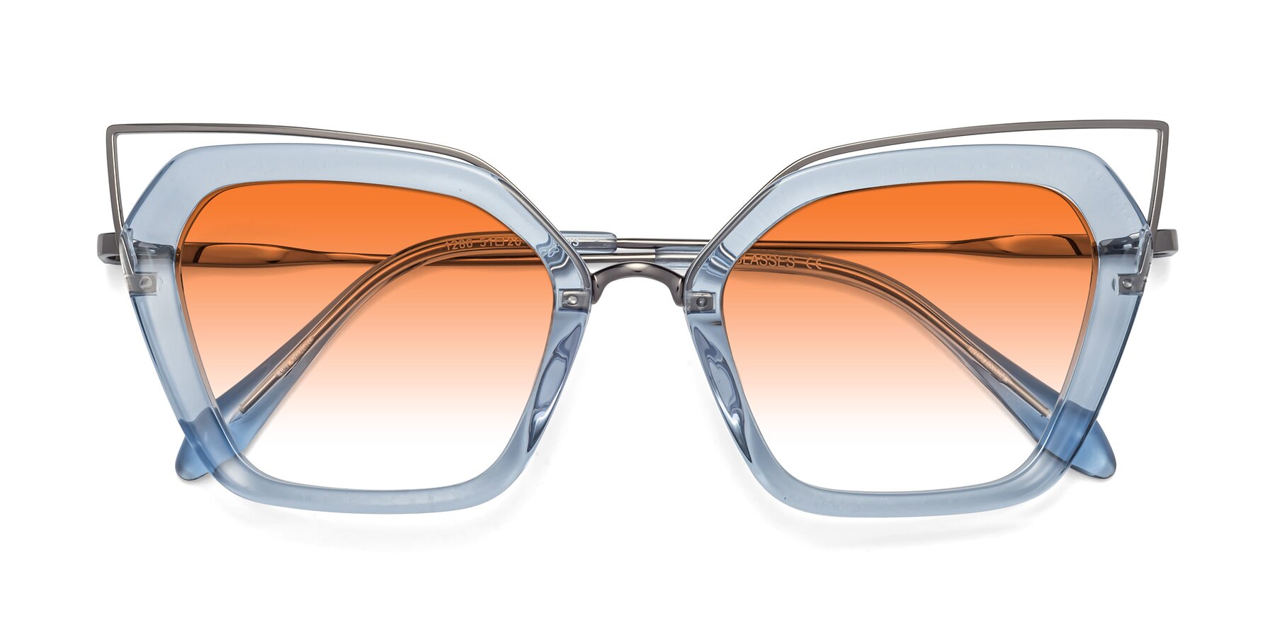 Folded Front of Delmonte in Light Blue with Orange Gradient Lenses