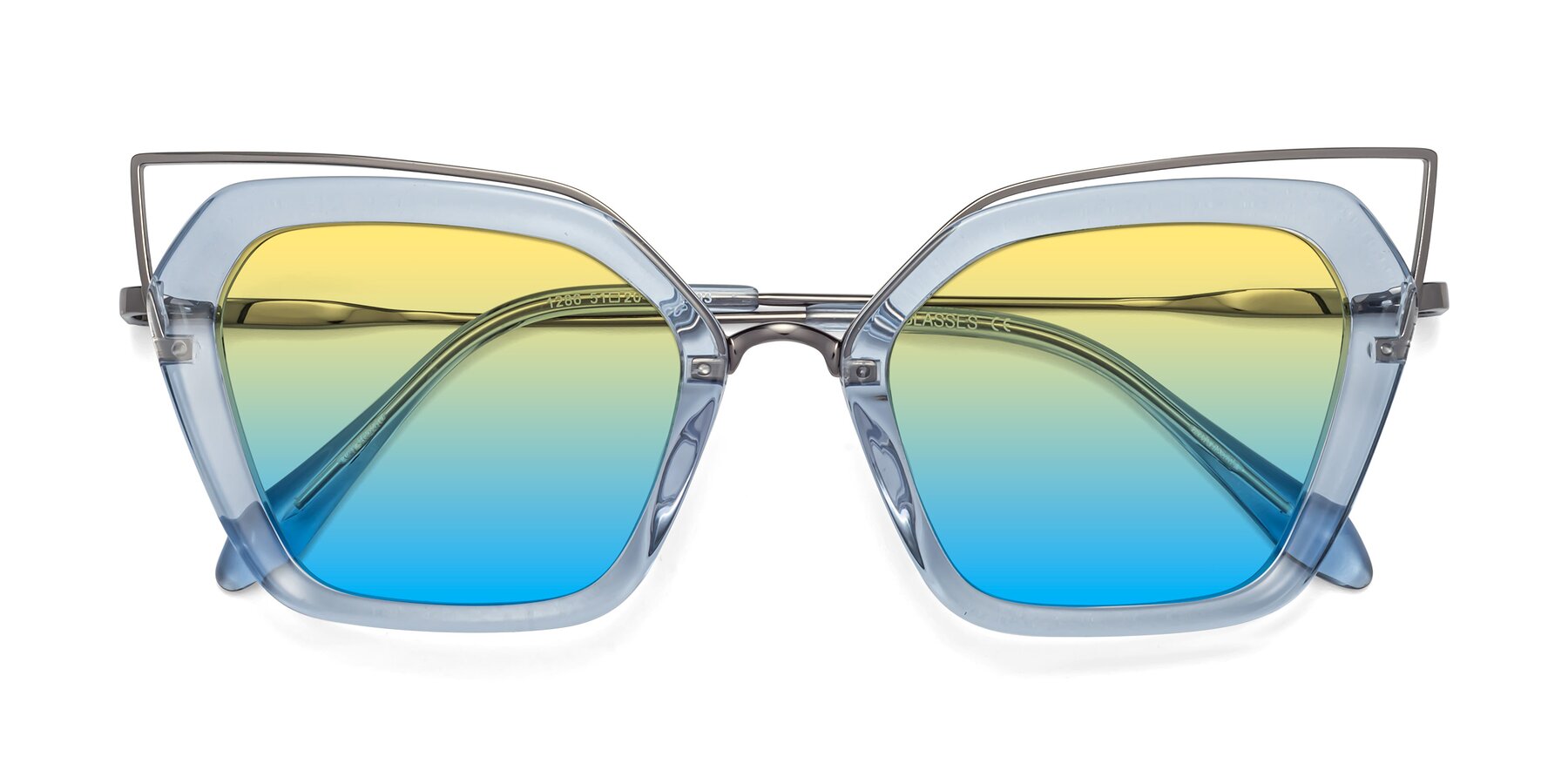 Folded Front of Delmonte in Light Blue with Yellow / Blue Gradient Lenses