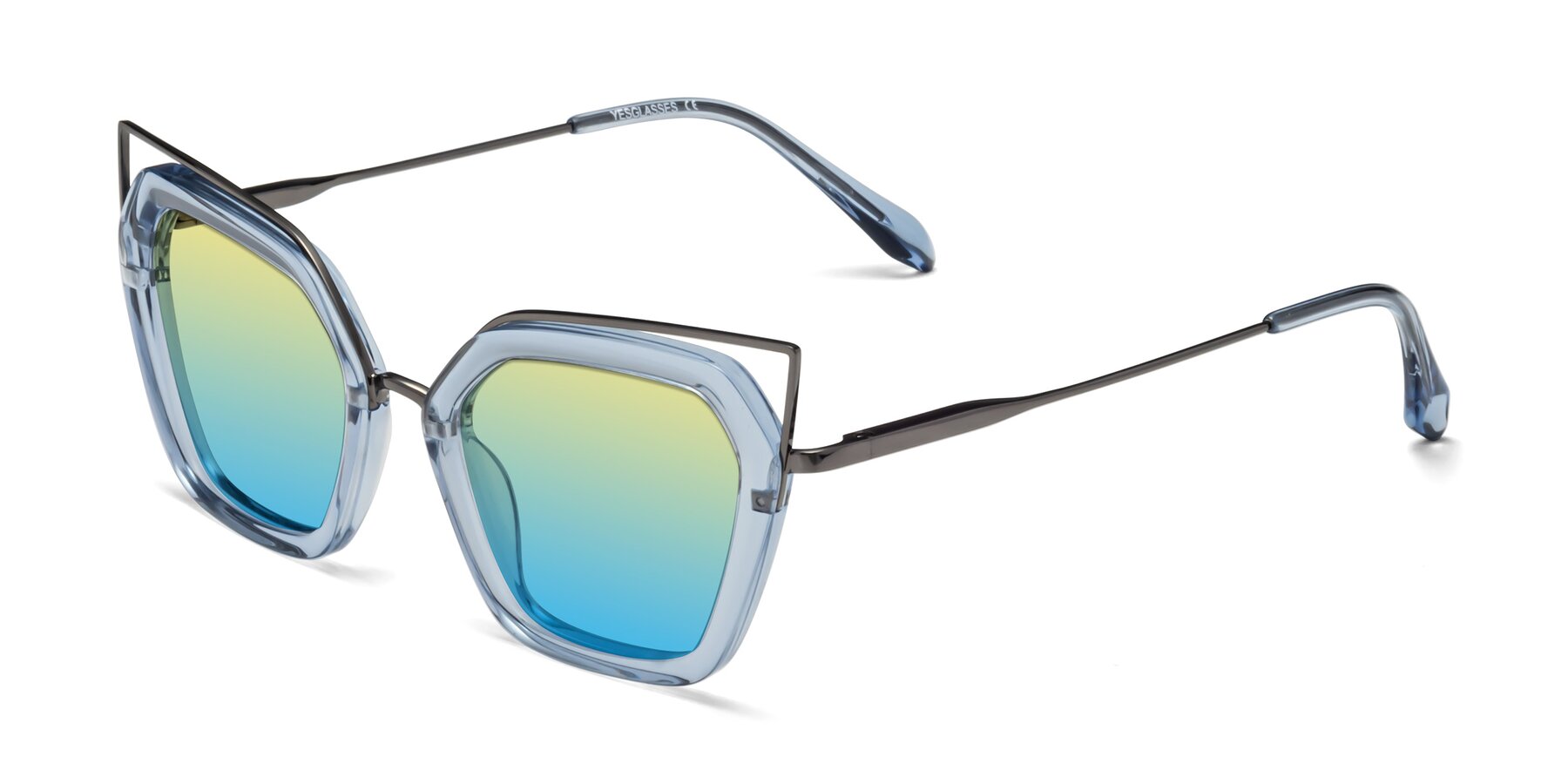 Angle of Delmonte in Light Blue with Yellow / Blue Gradient Lenses