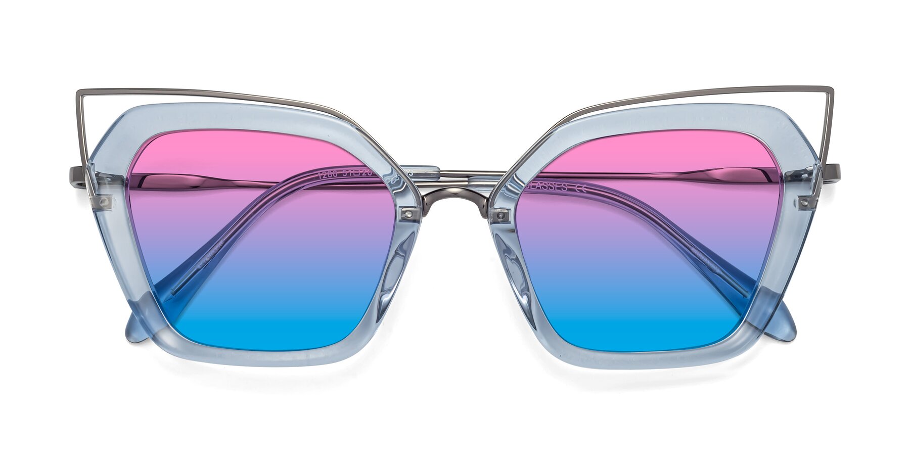 Folded Front of Delmonte in Light Blue with Pink / Blue Gradient Lenses