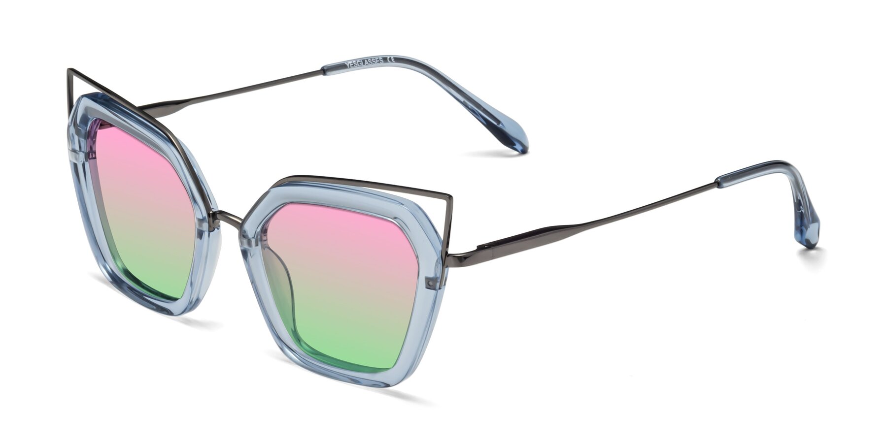 Angle of Delmonte in Light Blue with Pink / Green Gradient Lenses