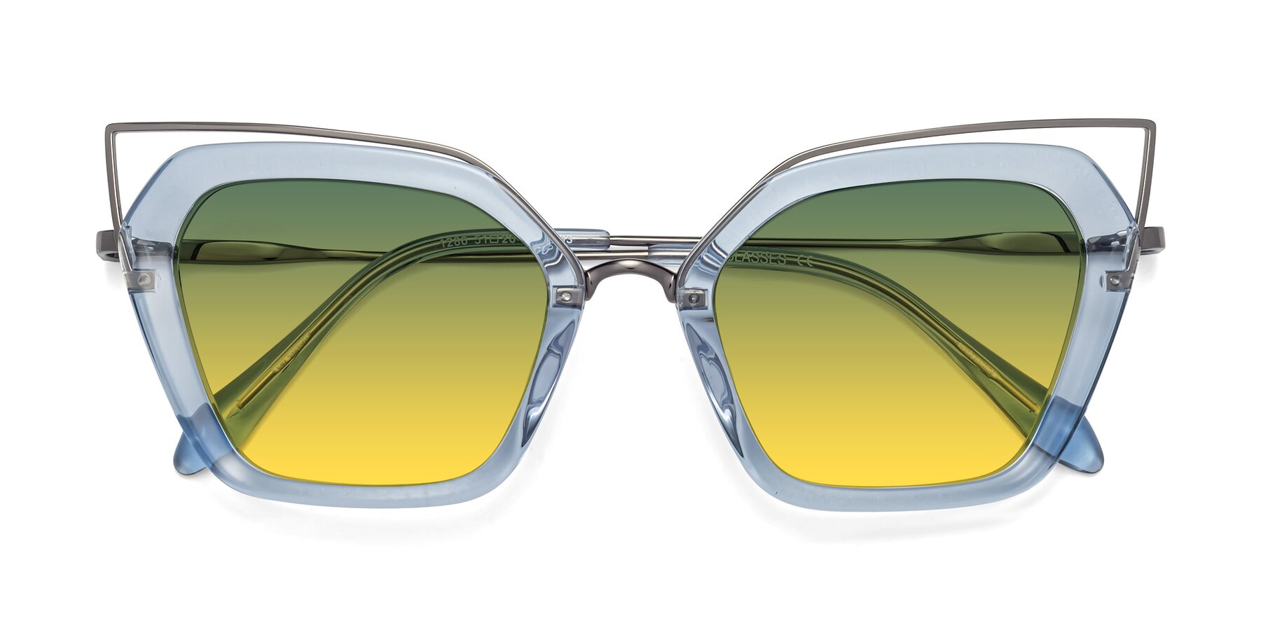 Folded Front of Delmonte in Light Blue with Green / Yellow Gradient Lenses