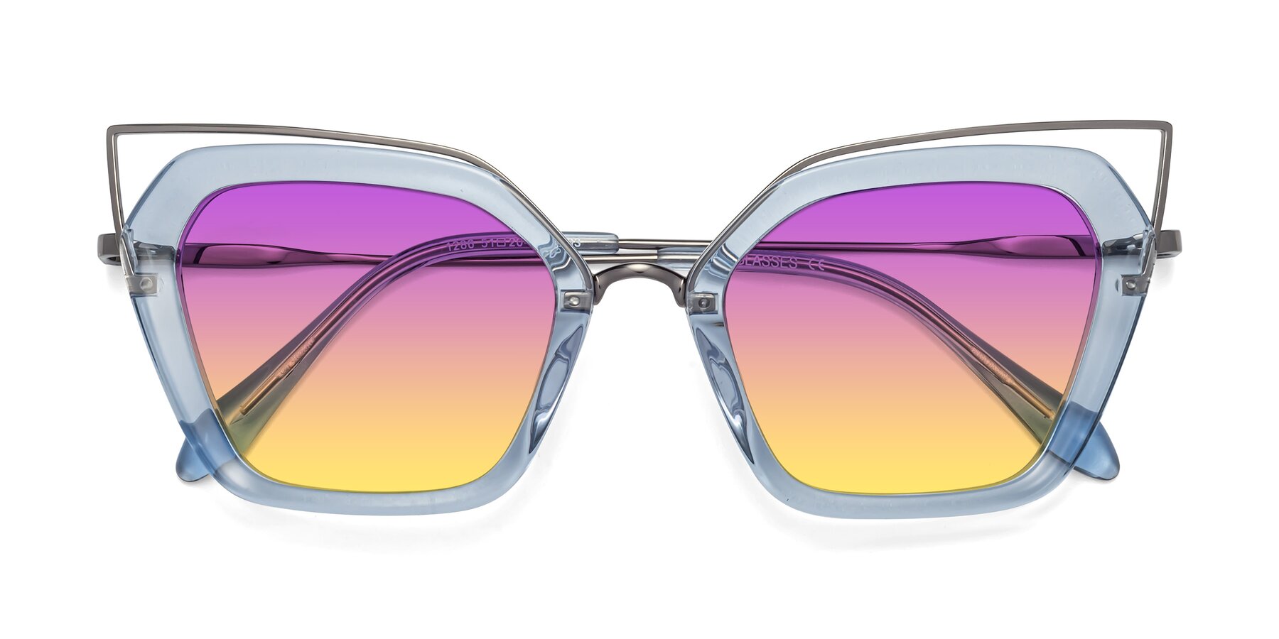 Folded Front of Delmonte in Light Blue with Purple / Yellow Gradient Lenses