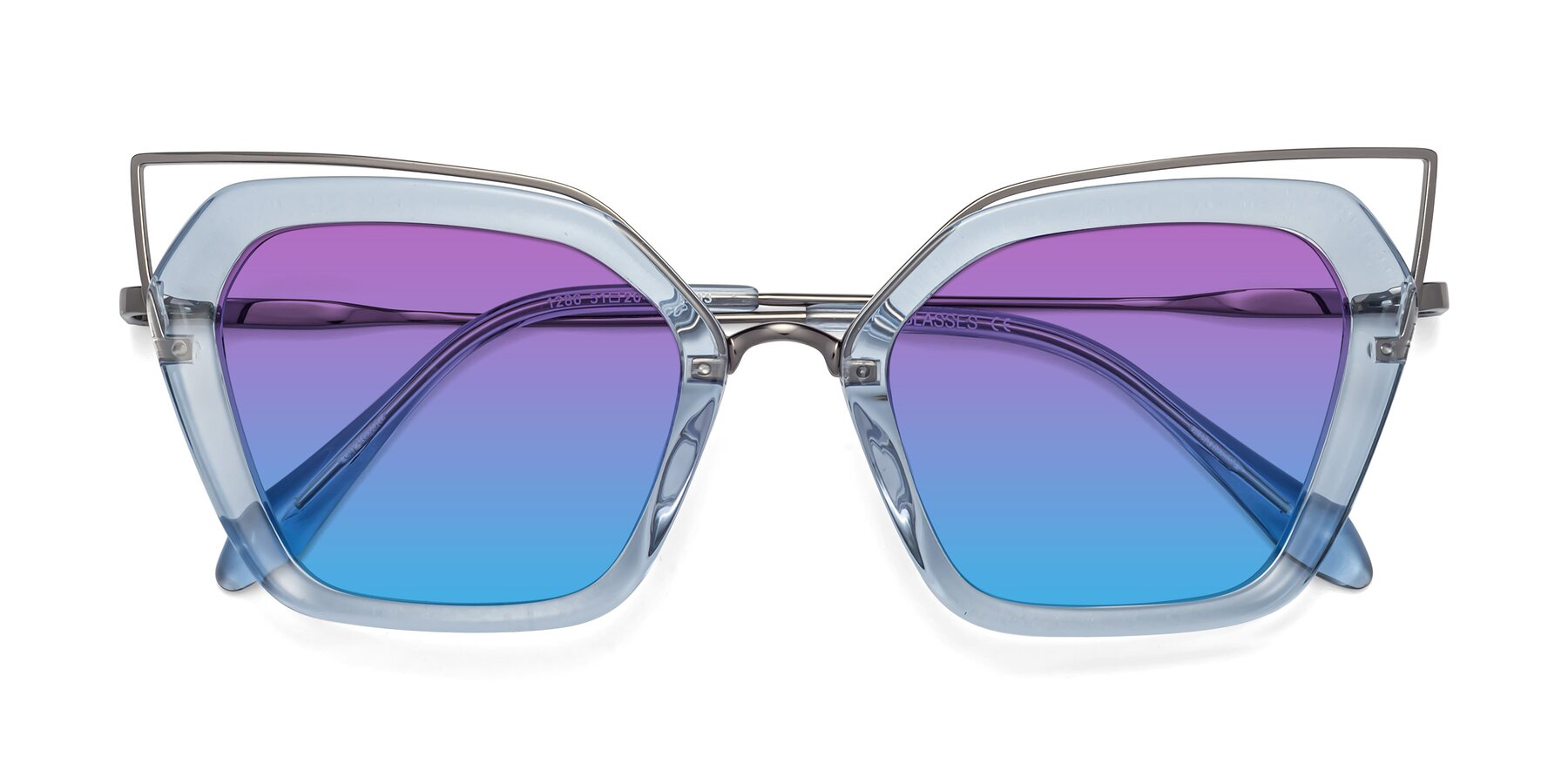 Folded Front of Delmonte in Light Blue with Purple / Blue Gradient Lenses