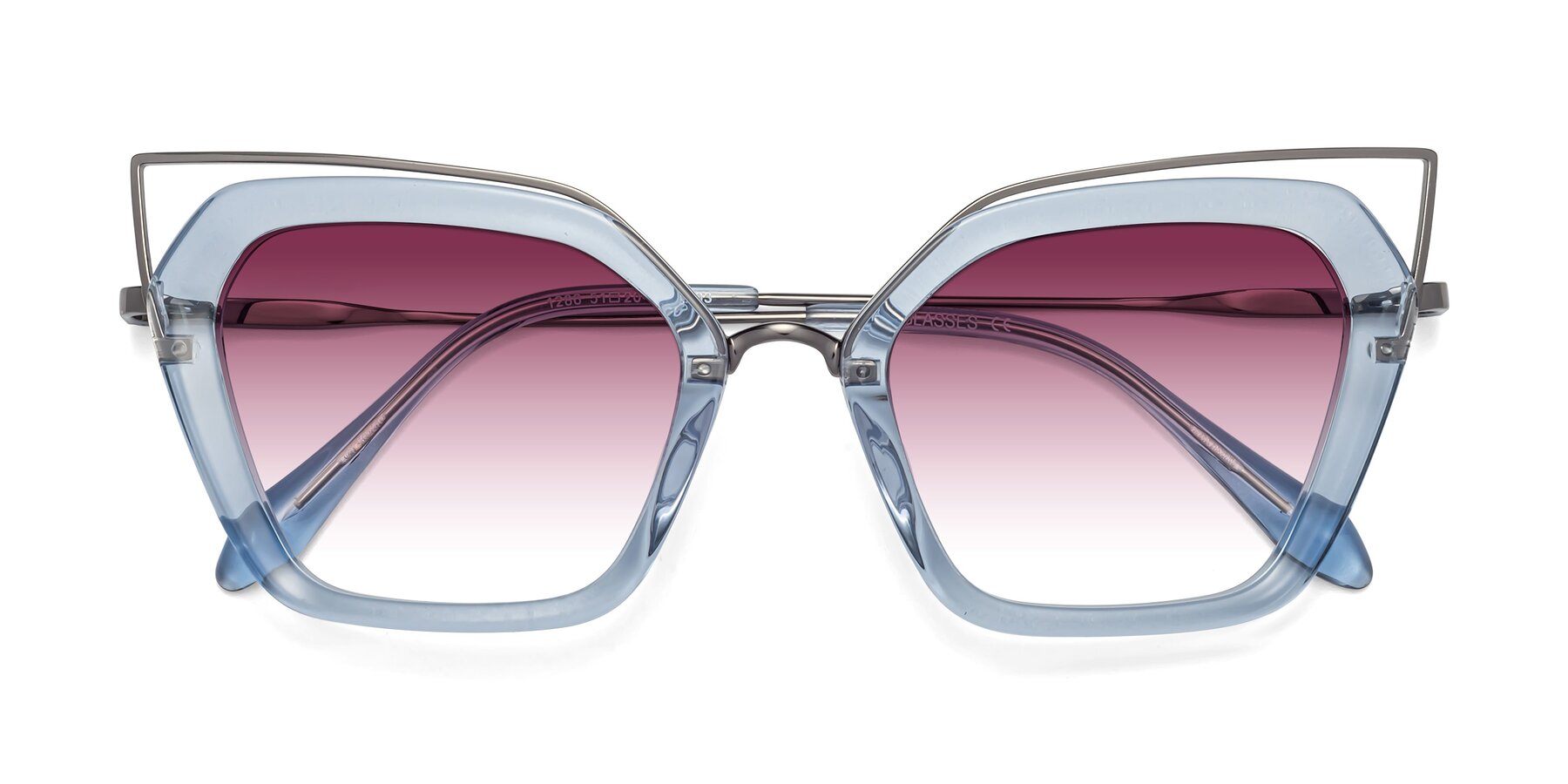 Folded Front of Delmonte in Light Blue with Wine Gradient Lenses