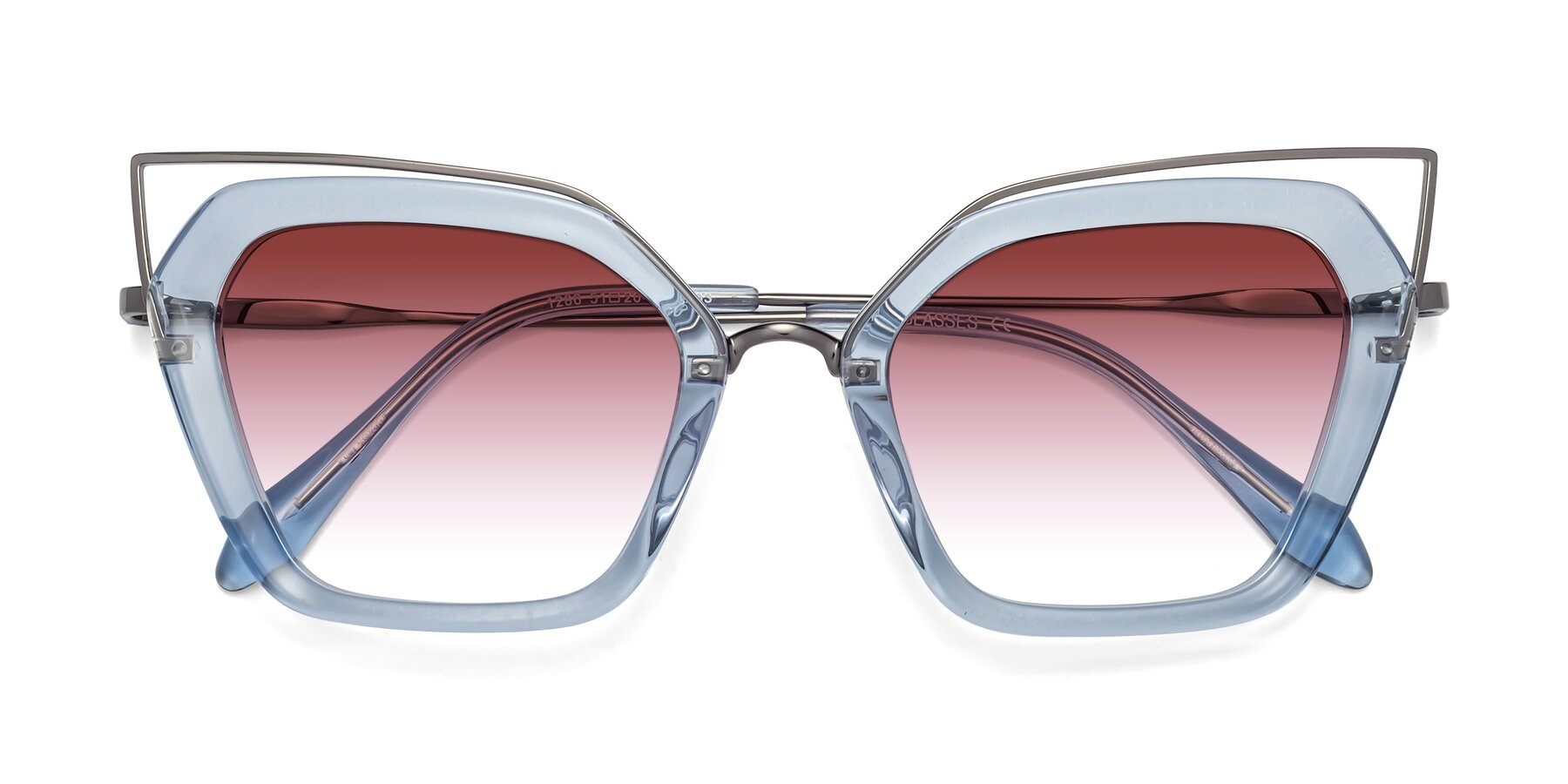 Folded Front of Delmonte in Light Blue with Garnet Gradient Lenses