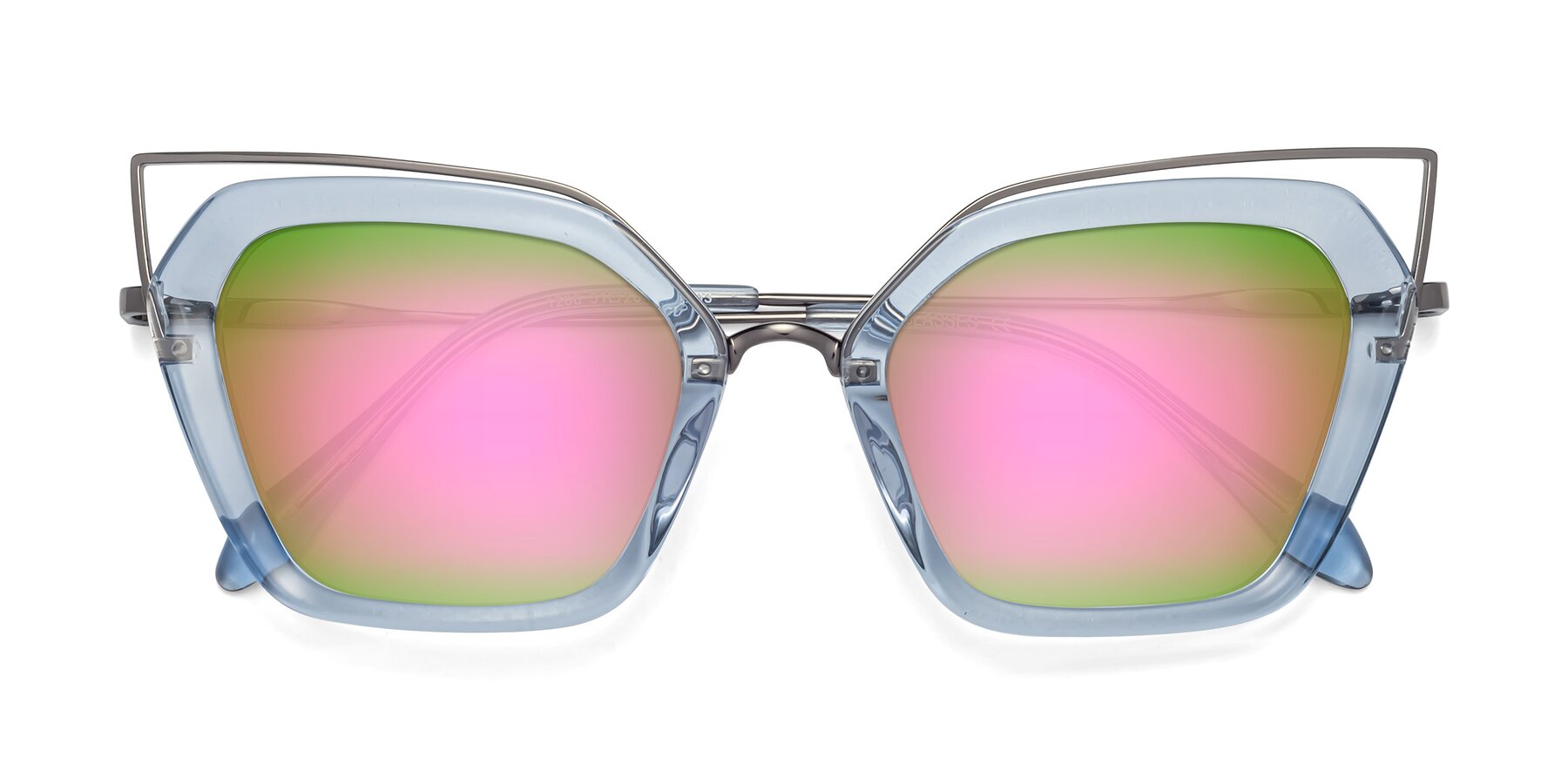 Folded Front of Delmonte in Light Blue with Pink Mirrored Lenses