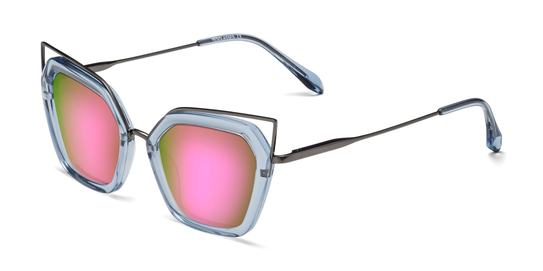 Angle of Delmonte in Light Blue with Pink Mirrored Lenses