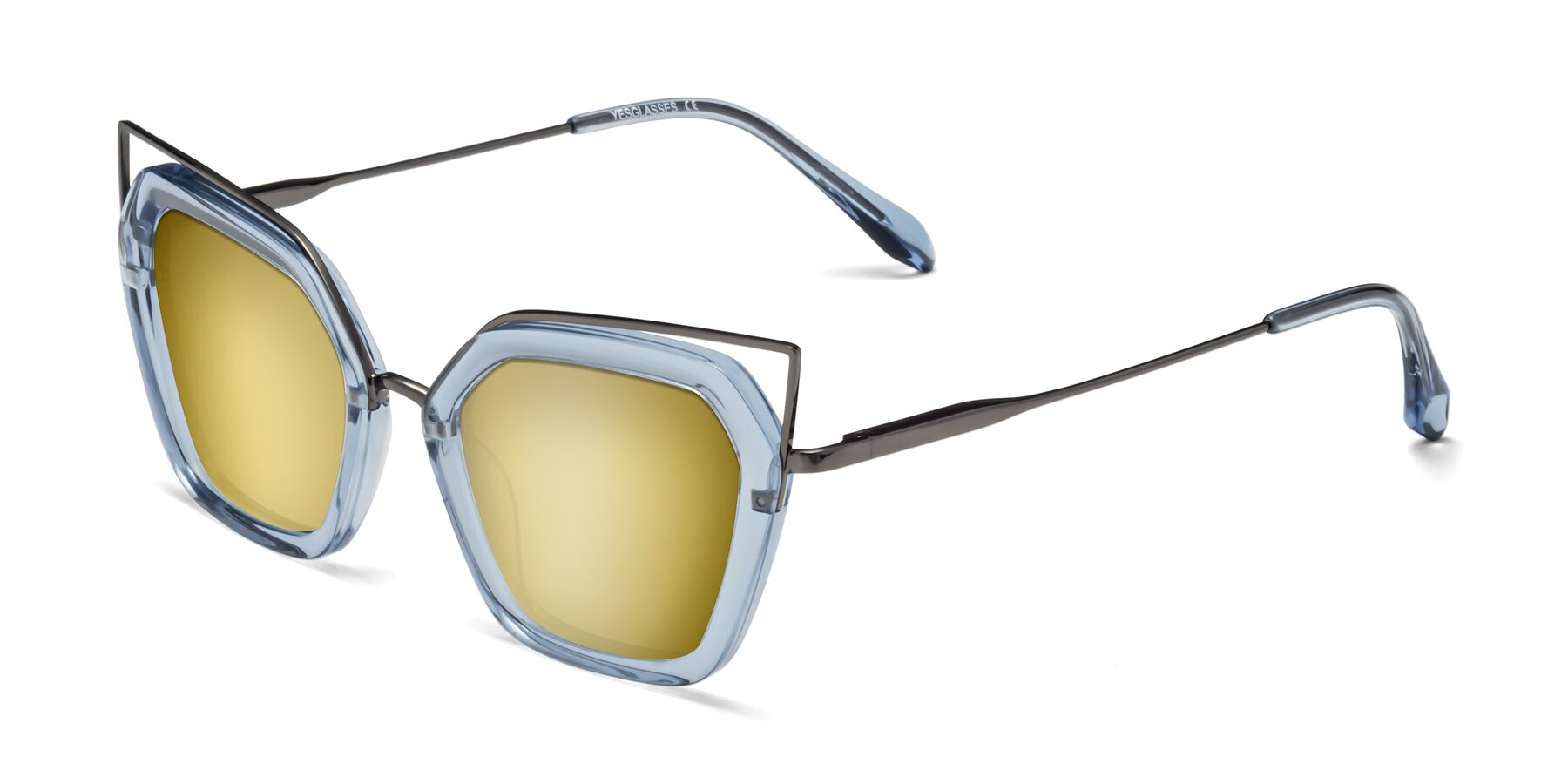 Angle of Delmonte in Light Blue with Gold Mirrored Lenses