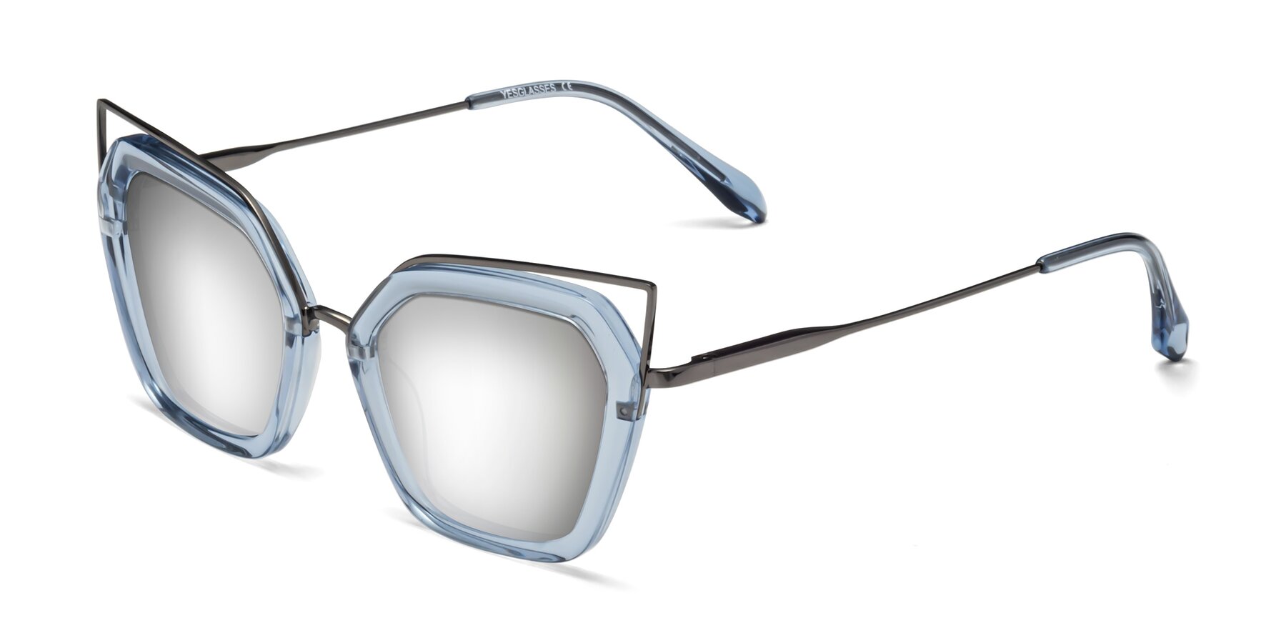 Angle of Delmonte in Light Blue with Silver Mirrored Lenses