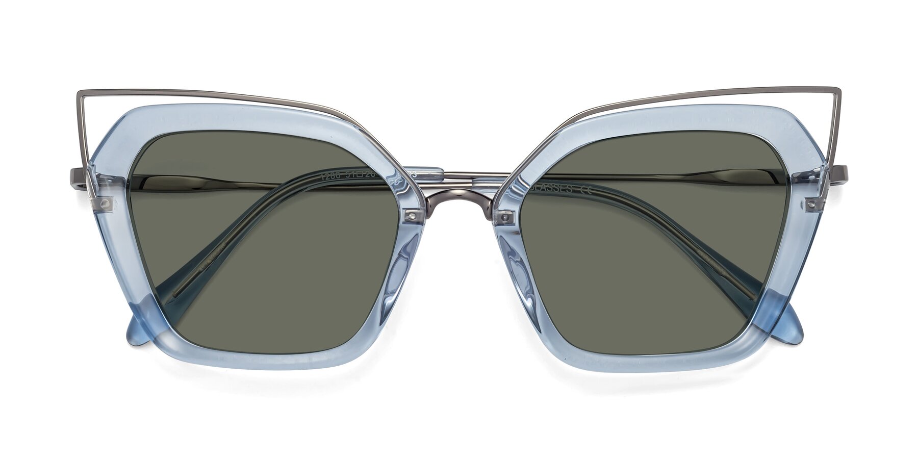 Folded Front of Delmonte in Light Blue with Gray Polarized Lenses