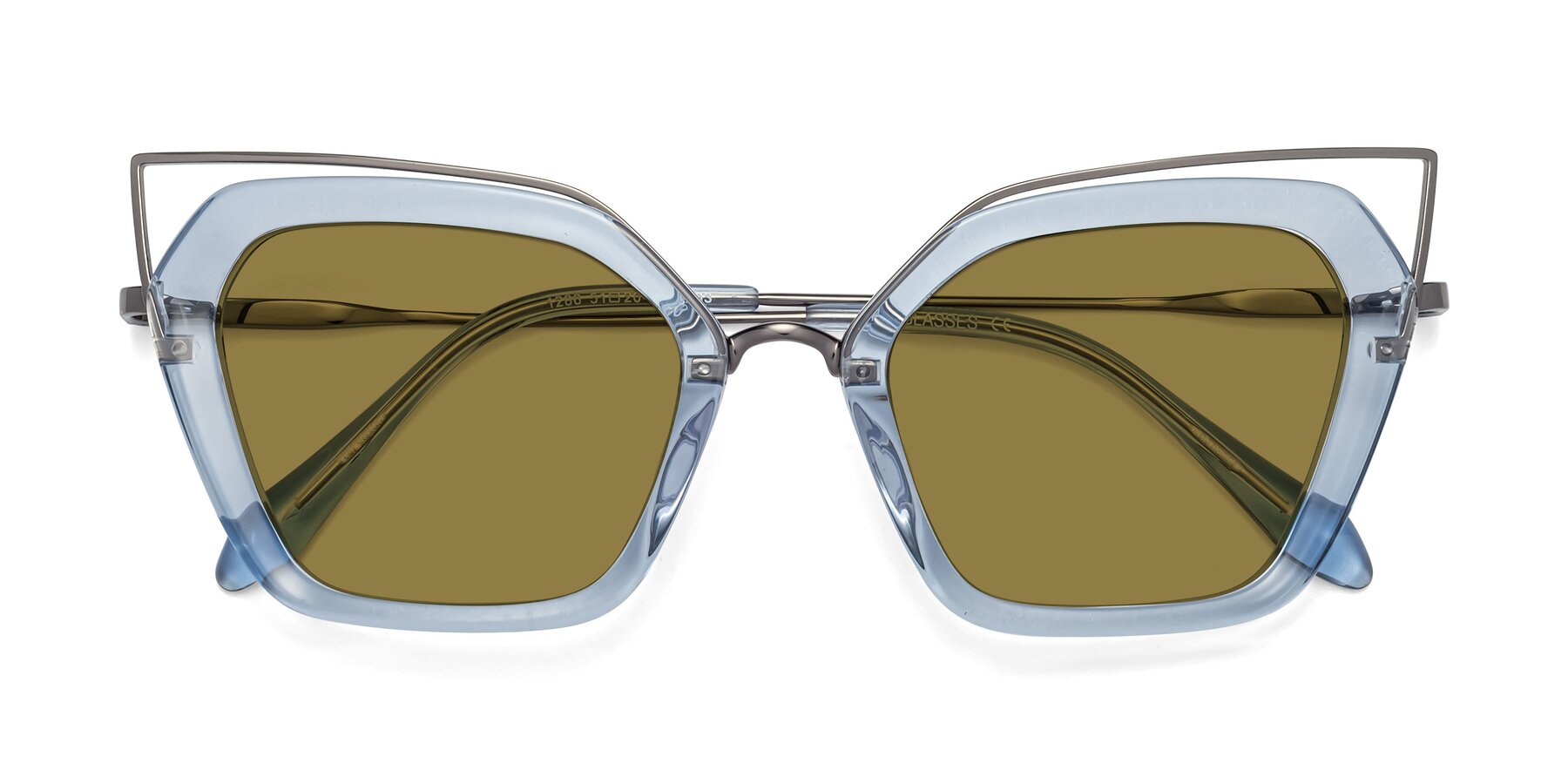 Folded Front of Delmonte in Light Blue with Brown Polarized Lenses