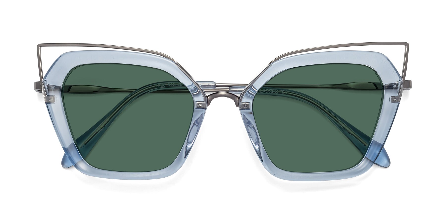 Folded Front of Delmonte in Light Blue with Green Polarized Lenses