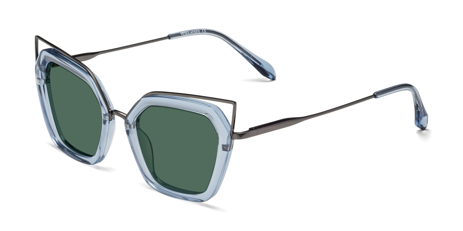 Angle of Delmonte in Light Blue with Green Polarized Lenses