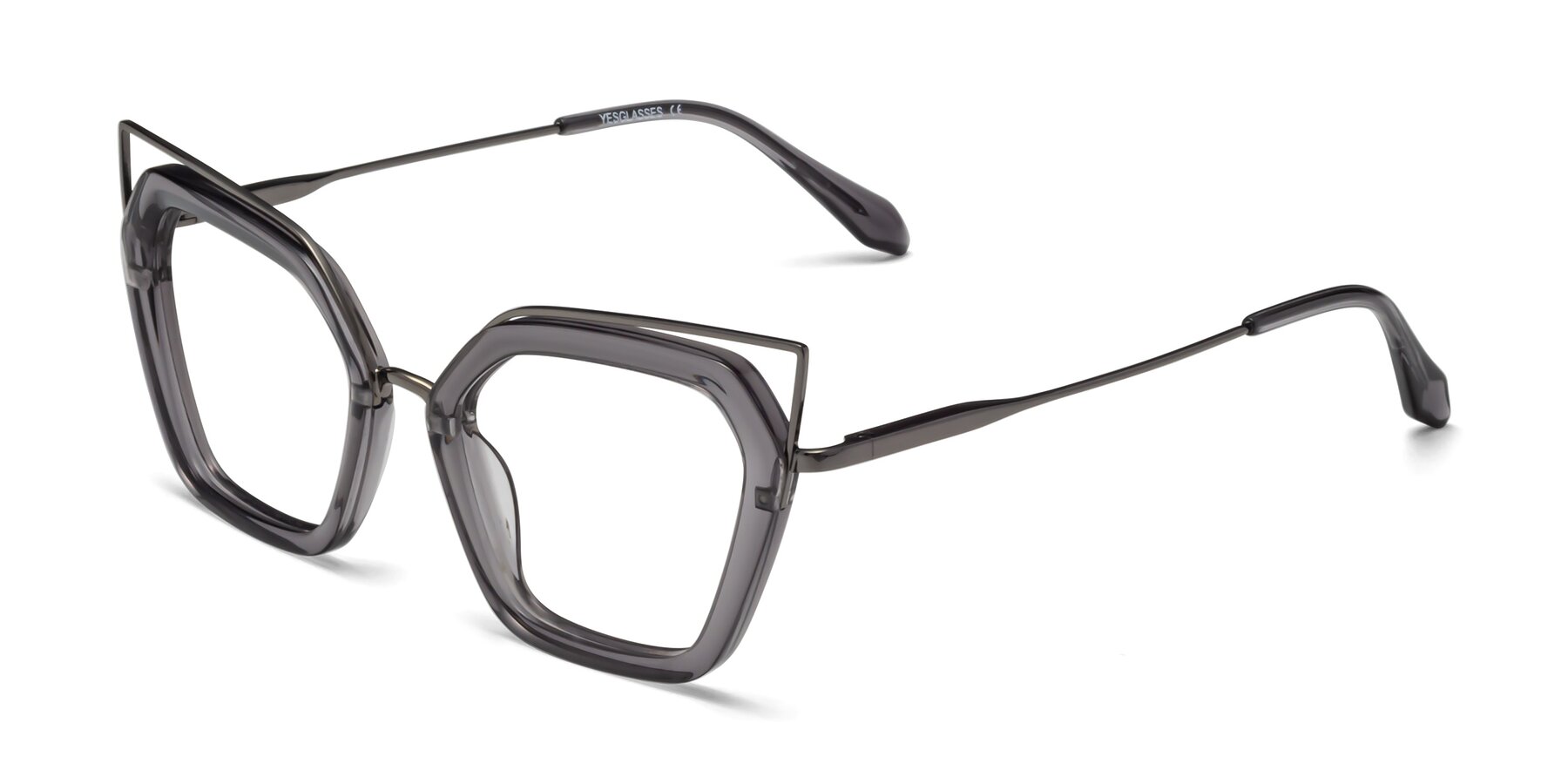 Angle of Delmonte in Transparent Gray with Clear Eyeglass Lenses