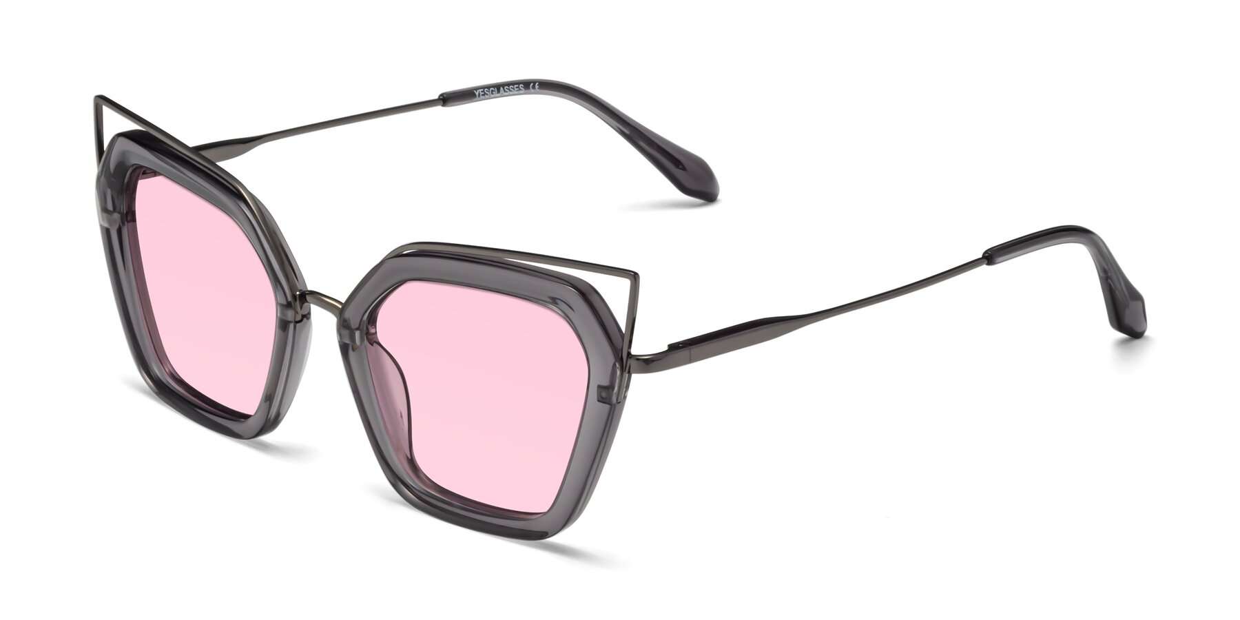 Angle of Delmonte in Transparent Gray with Light Pink Tinted Lenses