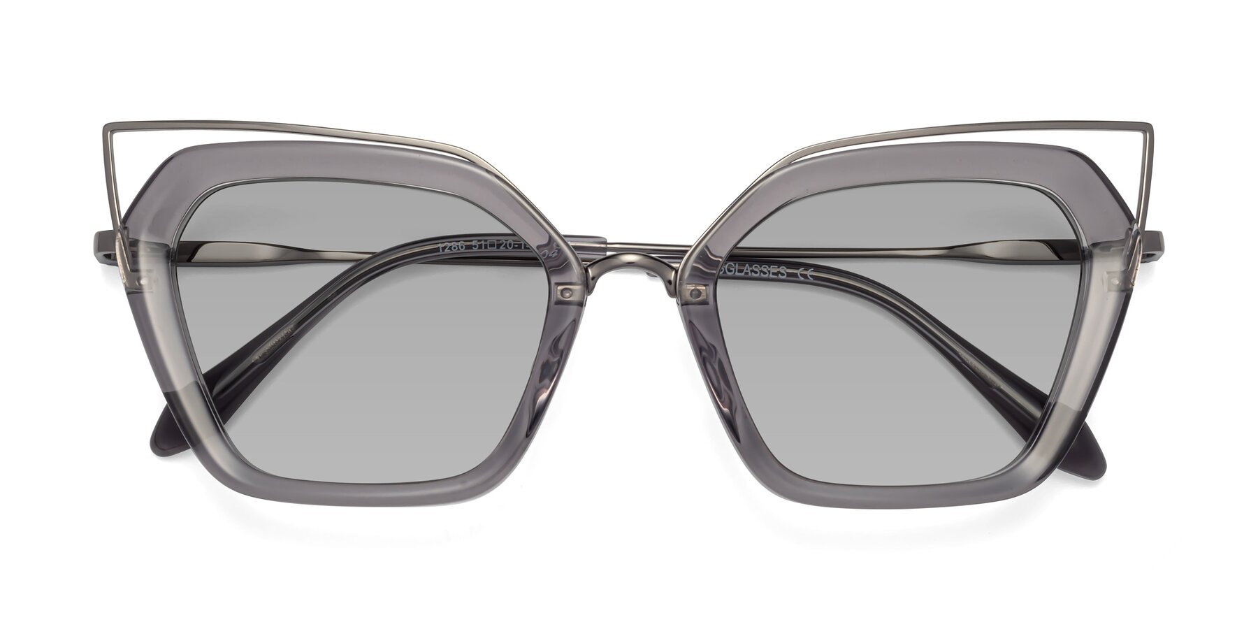 Folded Front of Delmonte in Transparent Gray with Light Gray Tinted Lenses