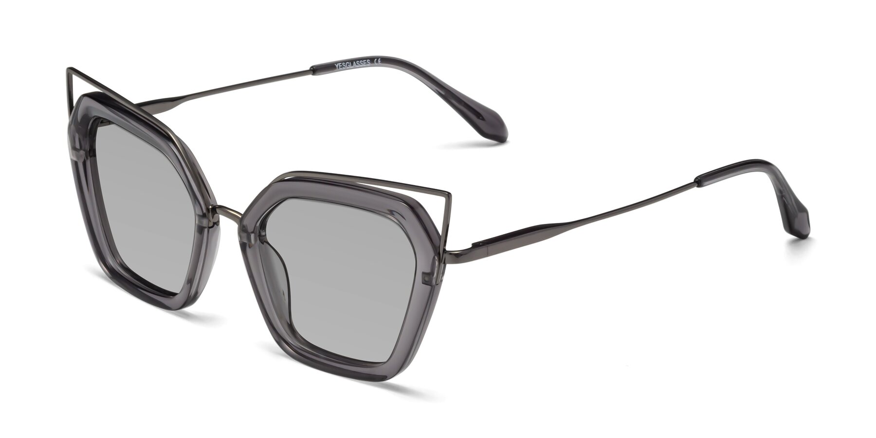Angle of Delmonte in Transparent Gray with Light Gray Tinted Lenses