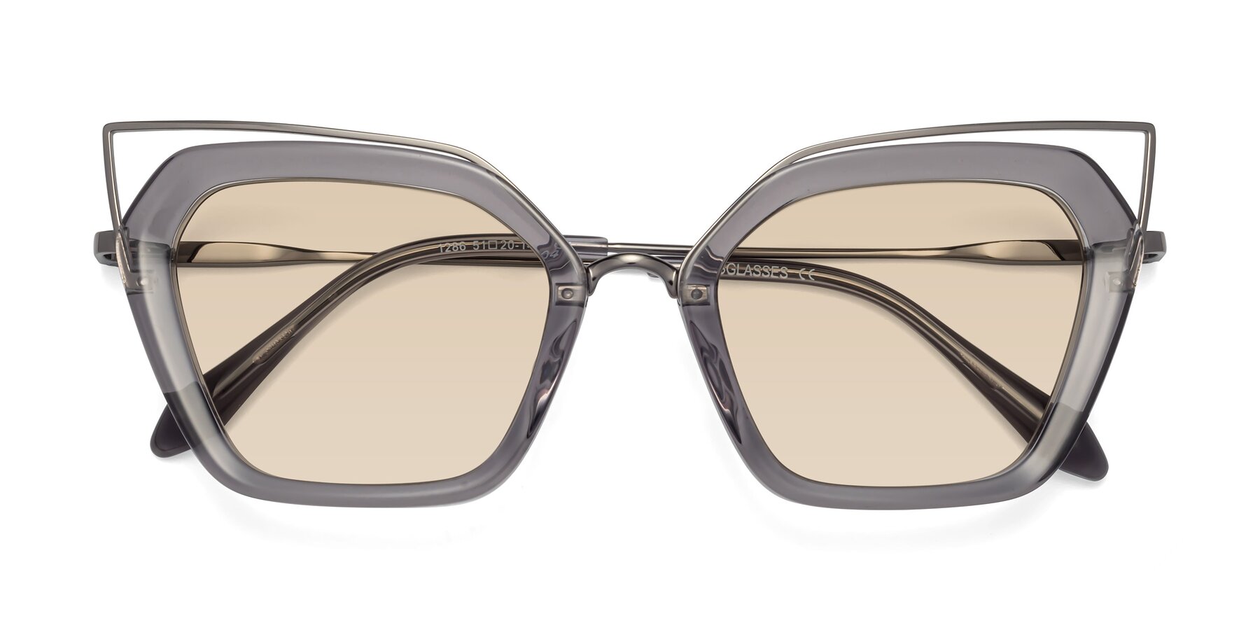 Folded Front of Delmonte in Transparent Gray with Light Brown Tinted Lenses