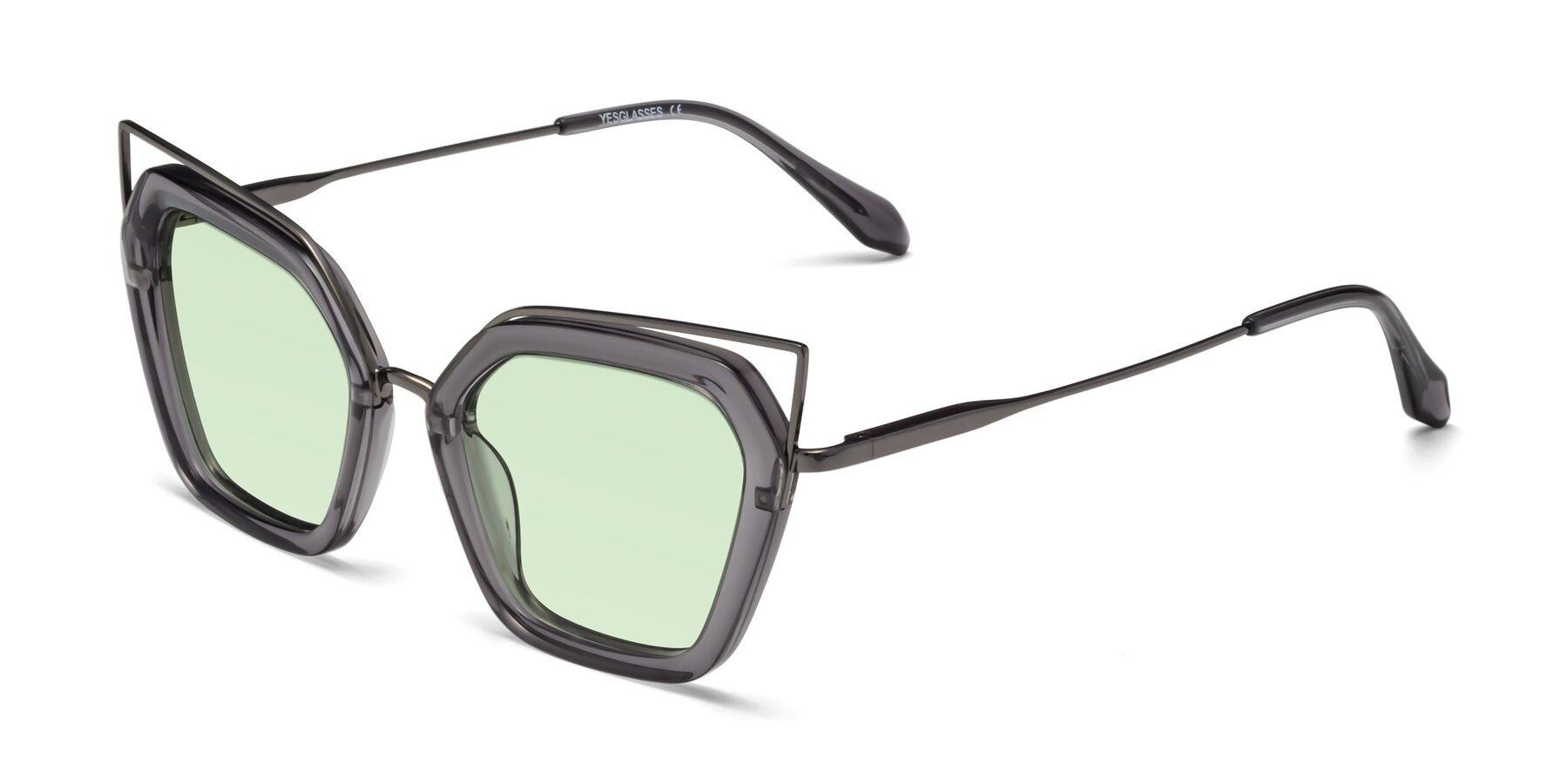 Angle of Delmonte in Transparent Gray with Light Green Tinted Lenses