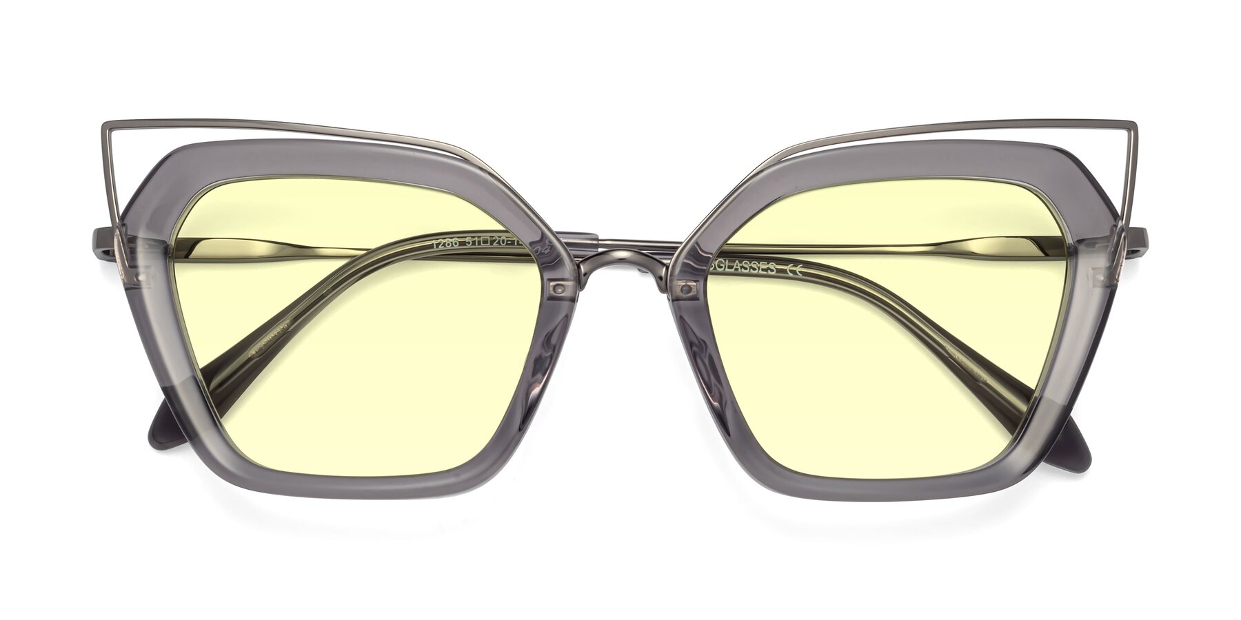 Folded Front of Delmonte in Transparent Gray with Light Yellow Tinted Lenses