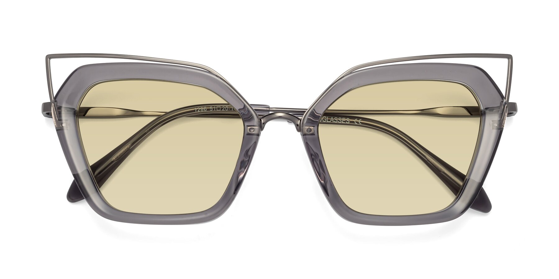 Folded Front of Delmonte in Transparent Gray with Light Champagne Tinted Lenses