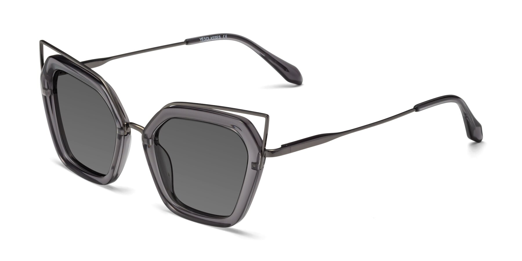 Angle of Delmonte in Transparent Gray with Medium Gray Tinted Lenses