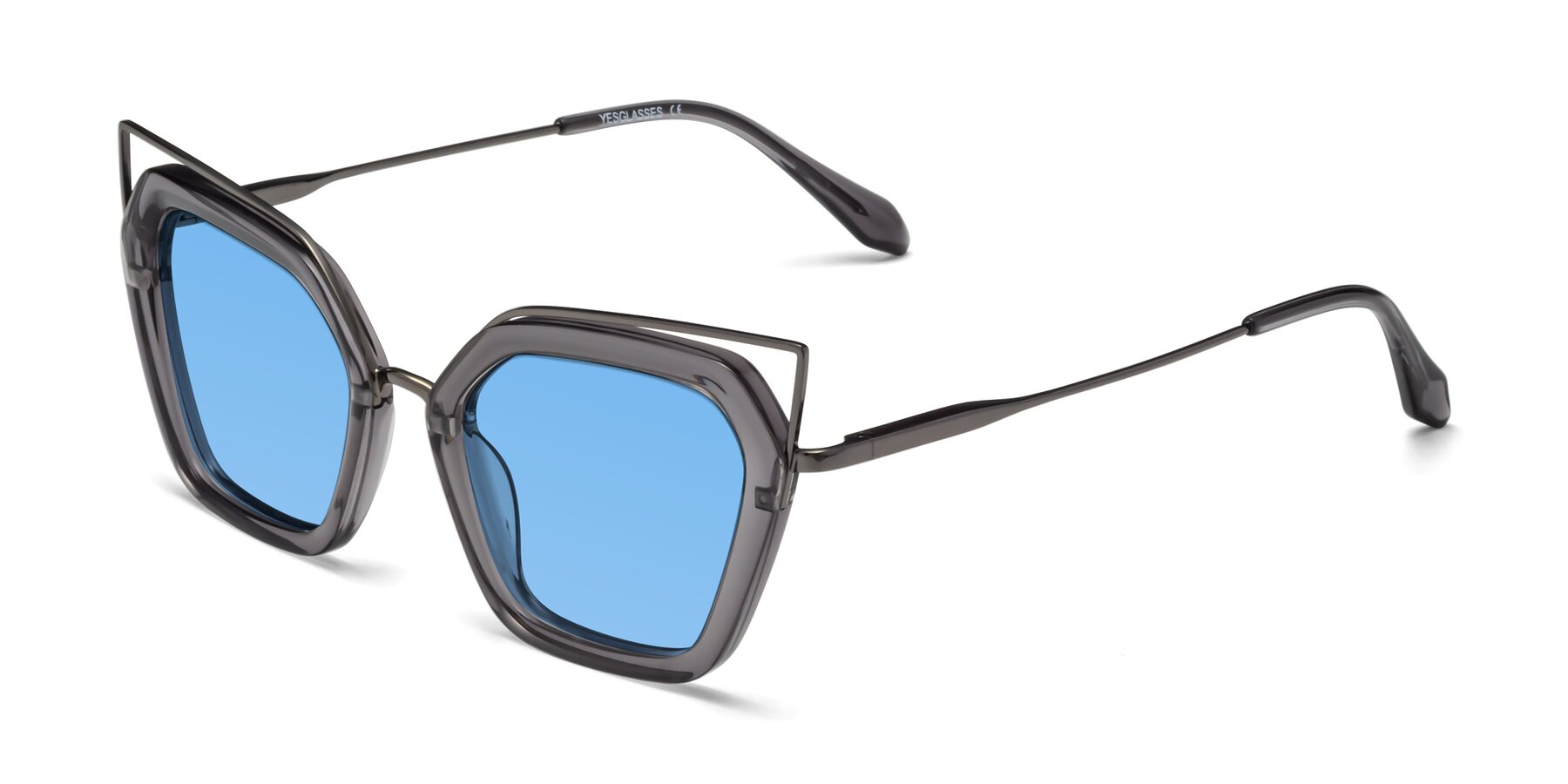 Angle of Delmonte in Transparent Gray with Medium Blue Tinted Lenses