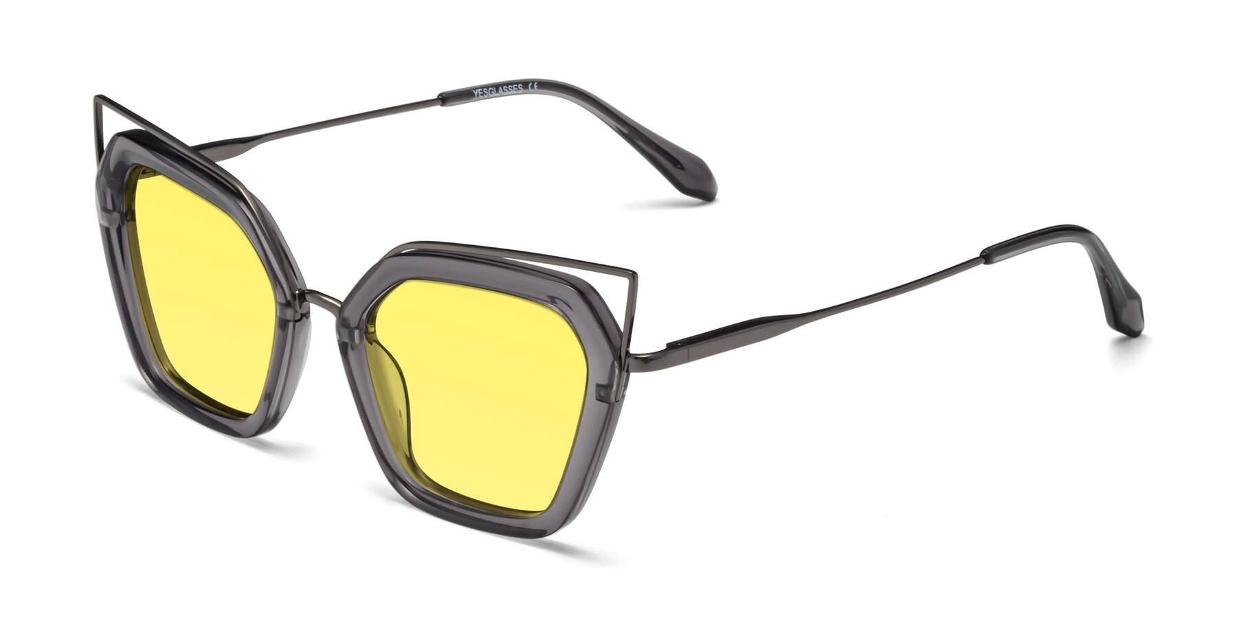 Angle of Delmonte in Transparent Gray with Medium Yellow Tinted Lenses
