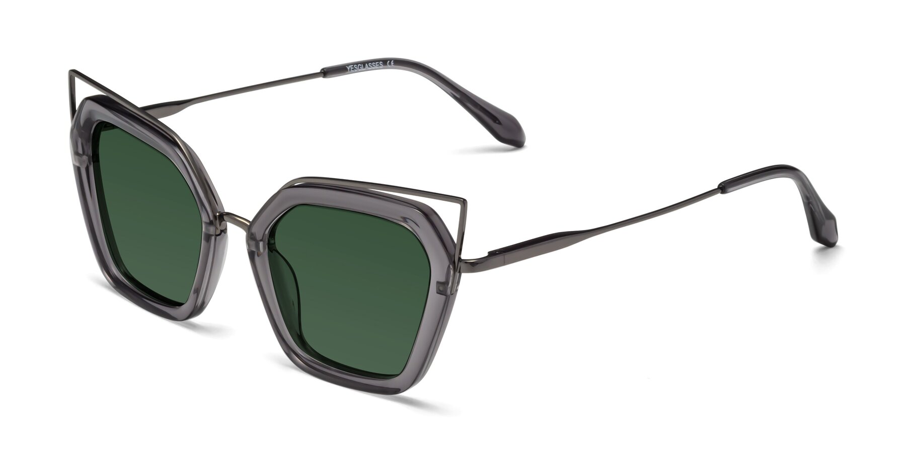 Angle of Delmonte in Transparent Gray with Green Tinted Lenses