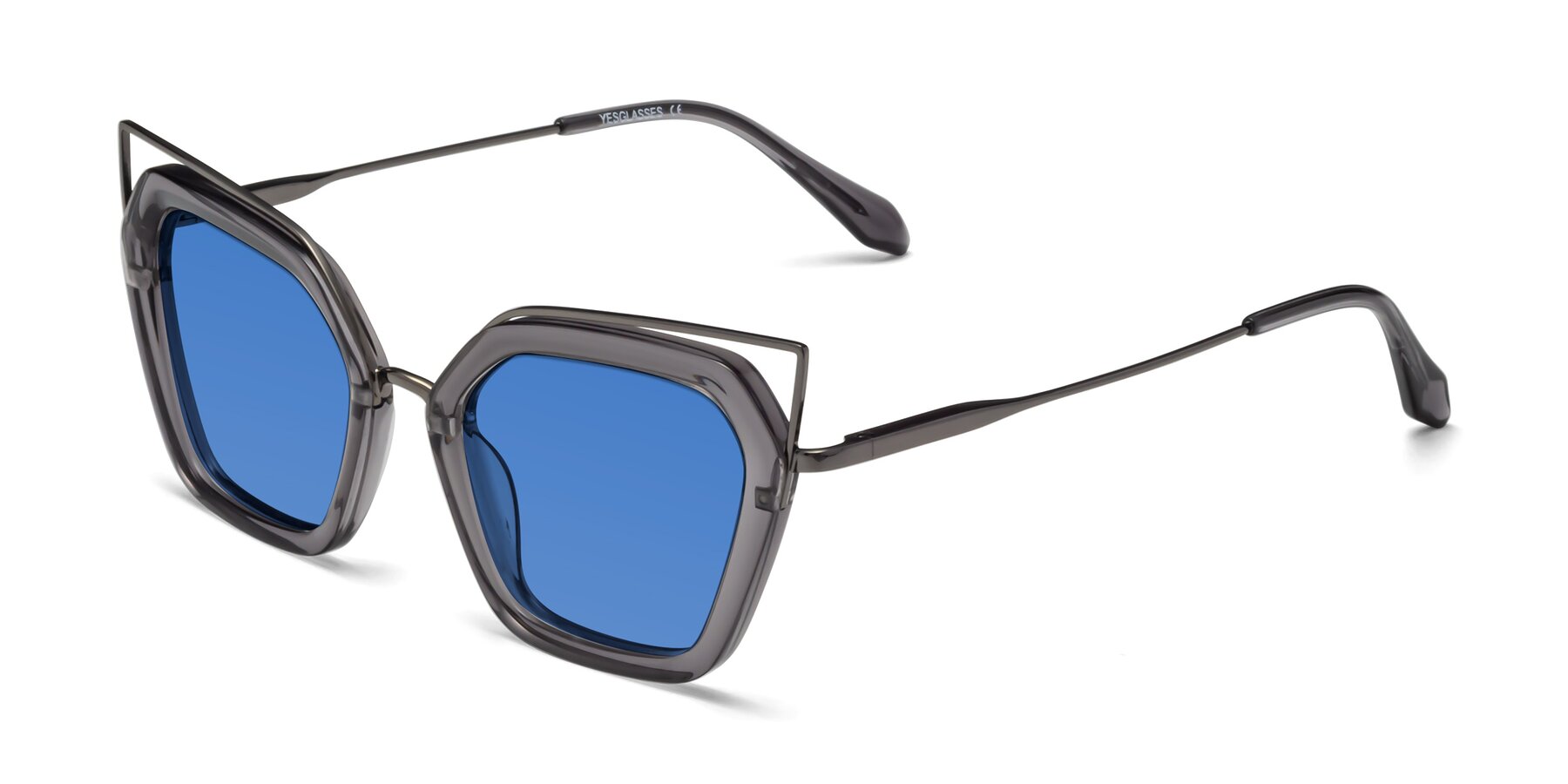 Angle of Delmonte in Transparent Gray with Blue Tinted Lenses