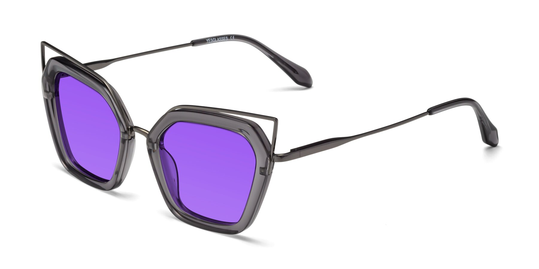 Angle of Delmonte in Transparent Gray with Purple Tinted Lenses