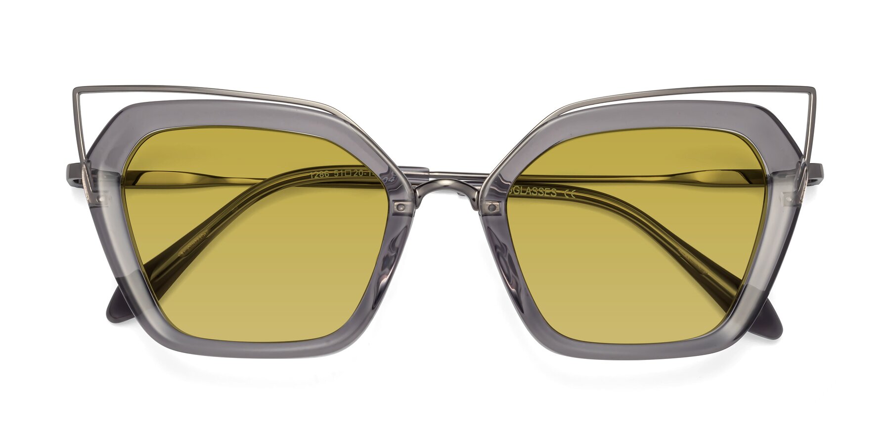 Folded Front of Delmonte in Transparent Gray with Champagne Tinted Lenses