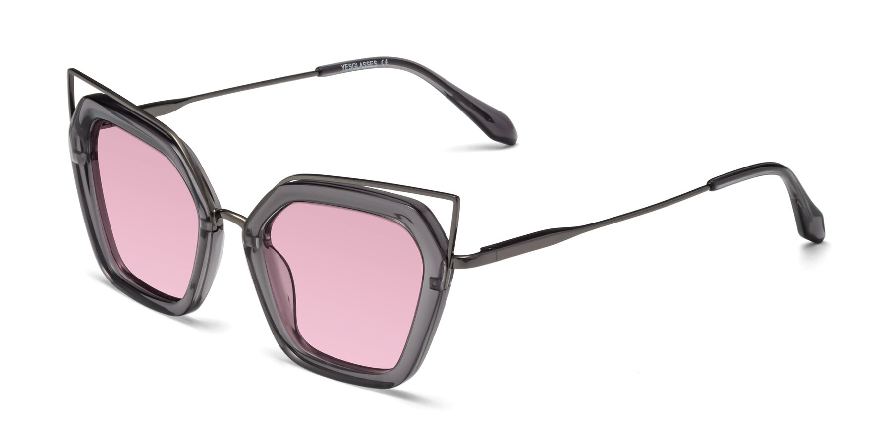 Angle of Delmonte in Transparent Gray with Light Wine Tinted Lenses