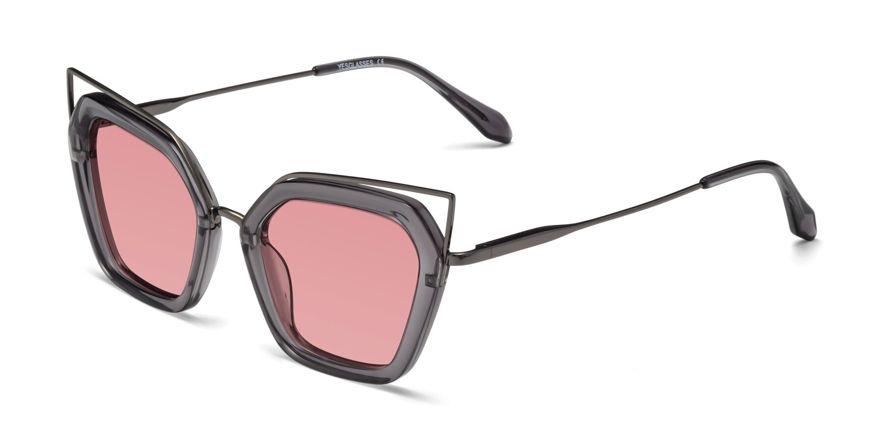 Angle of Delmonte in Transparent Gray with Medium Garnet Tinted Lenses