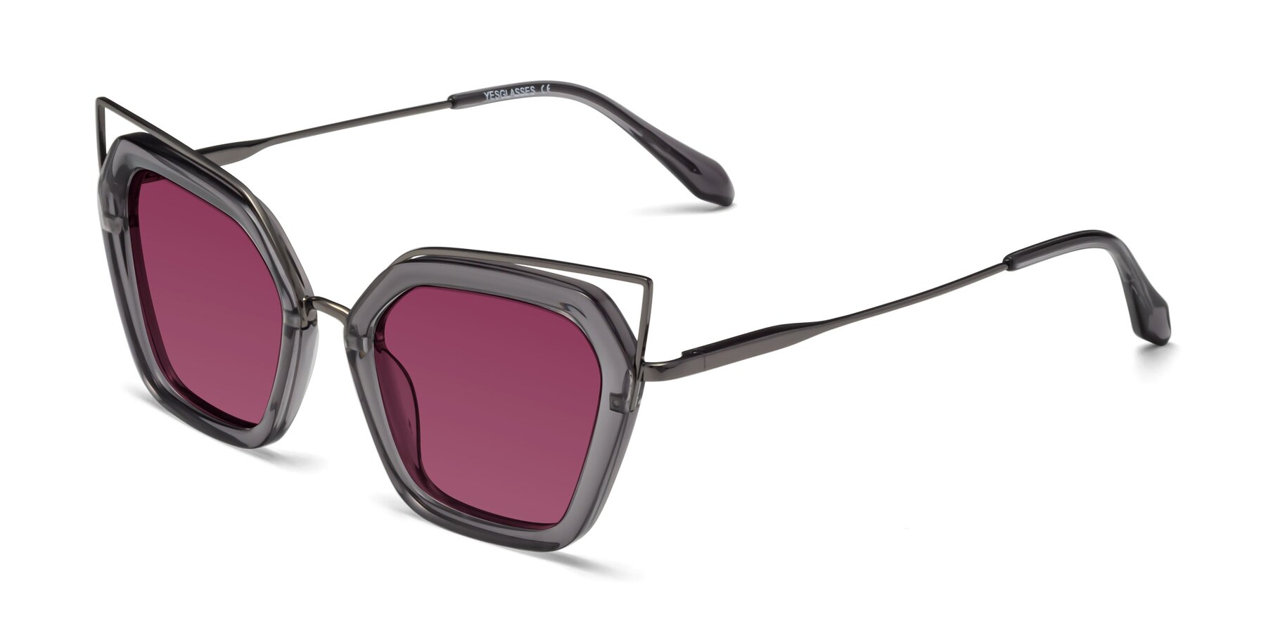 Angle of Delmonte in Transparent Gray with Wine Tinted Lenses