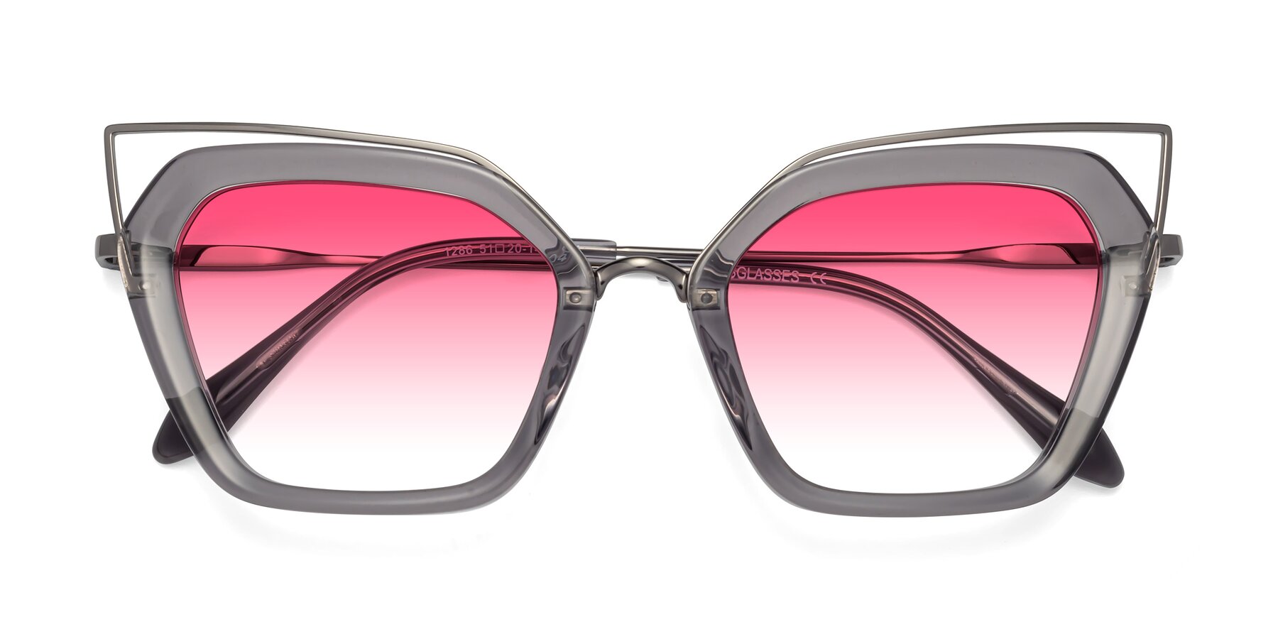 Folded Front of Delmonte in Transparent Gray with Pink Gradient Lenses