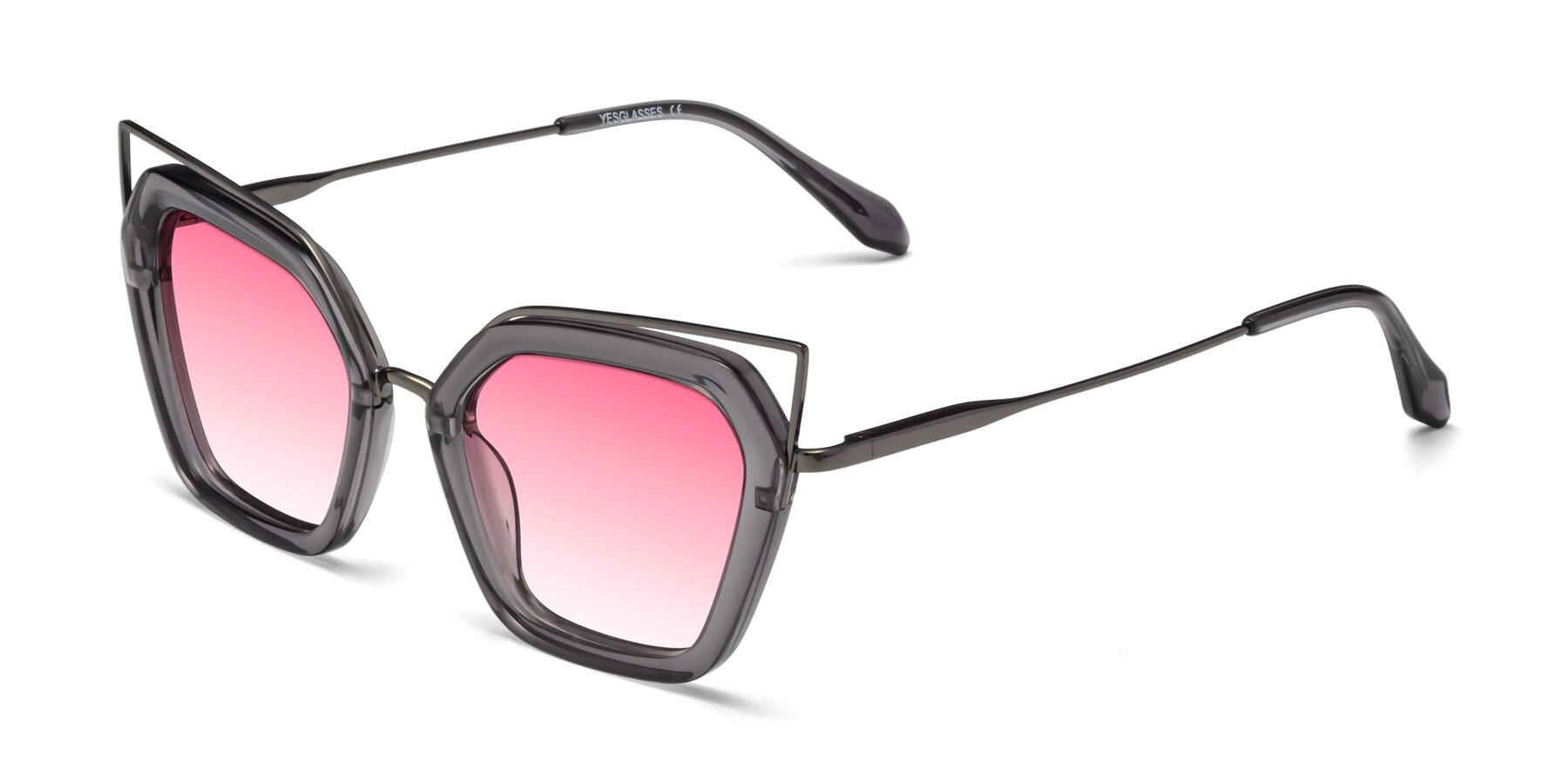 Angle of Delmonte in Transparent Gray with Pink Gradient Lenses