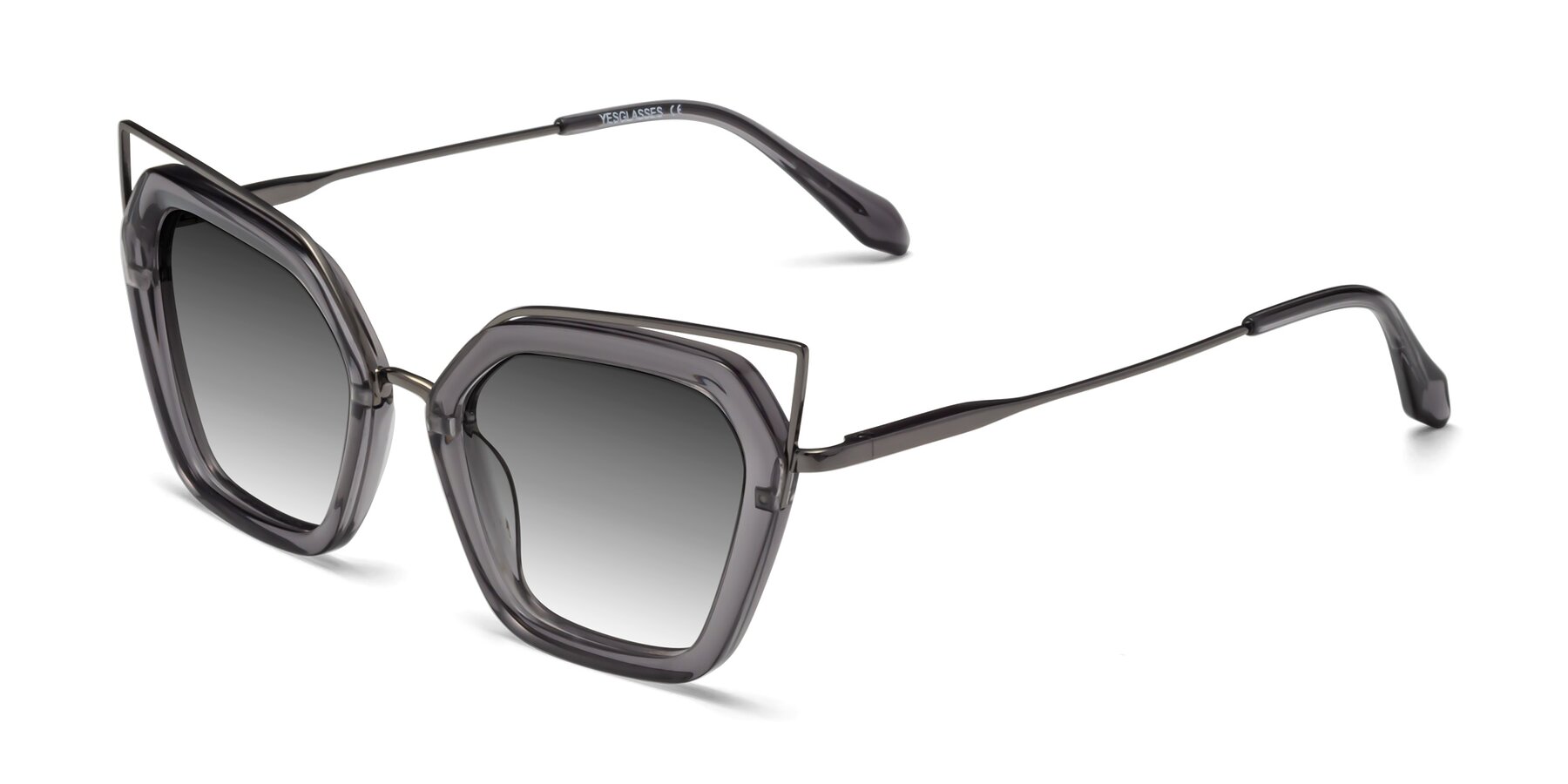 Angle of Delmonte in Transparent Gray with Gray Gradient Lenses
