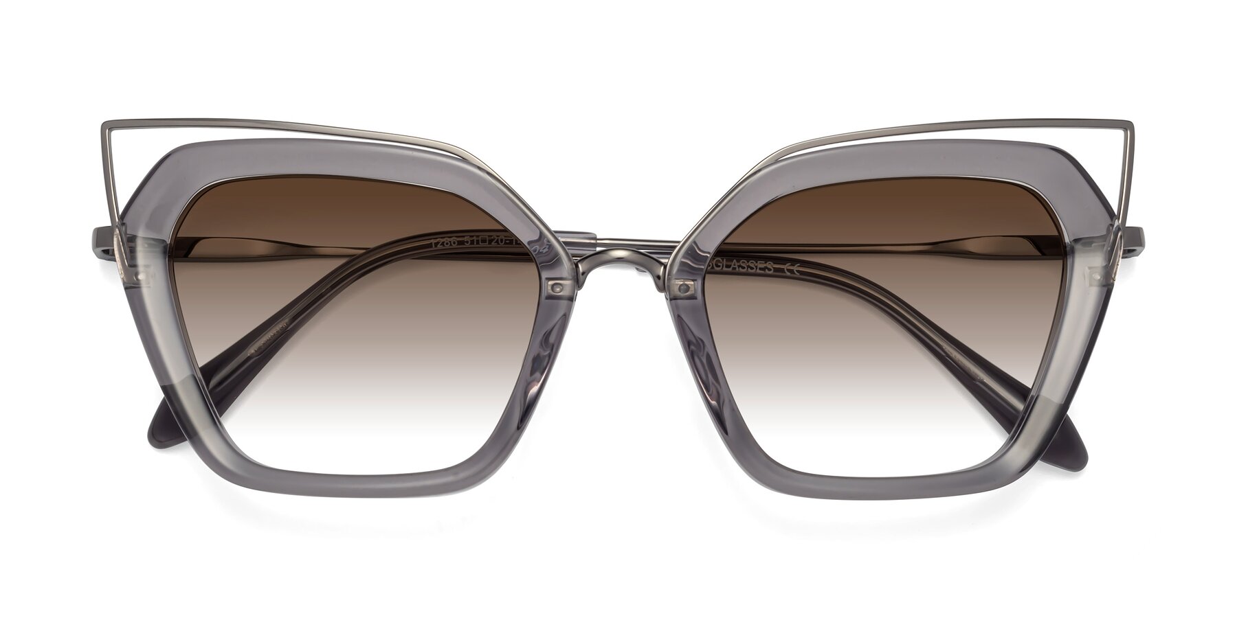 Folded Front of Delmonte in Transparent Gray with Brown Gradient Lenses